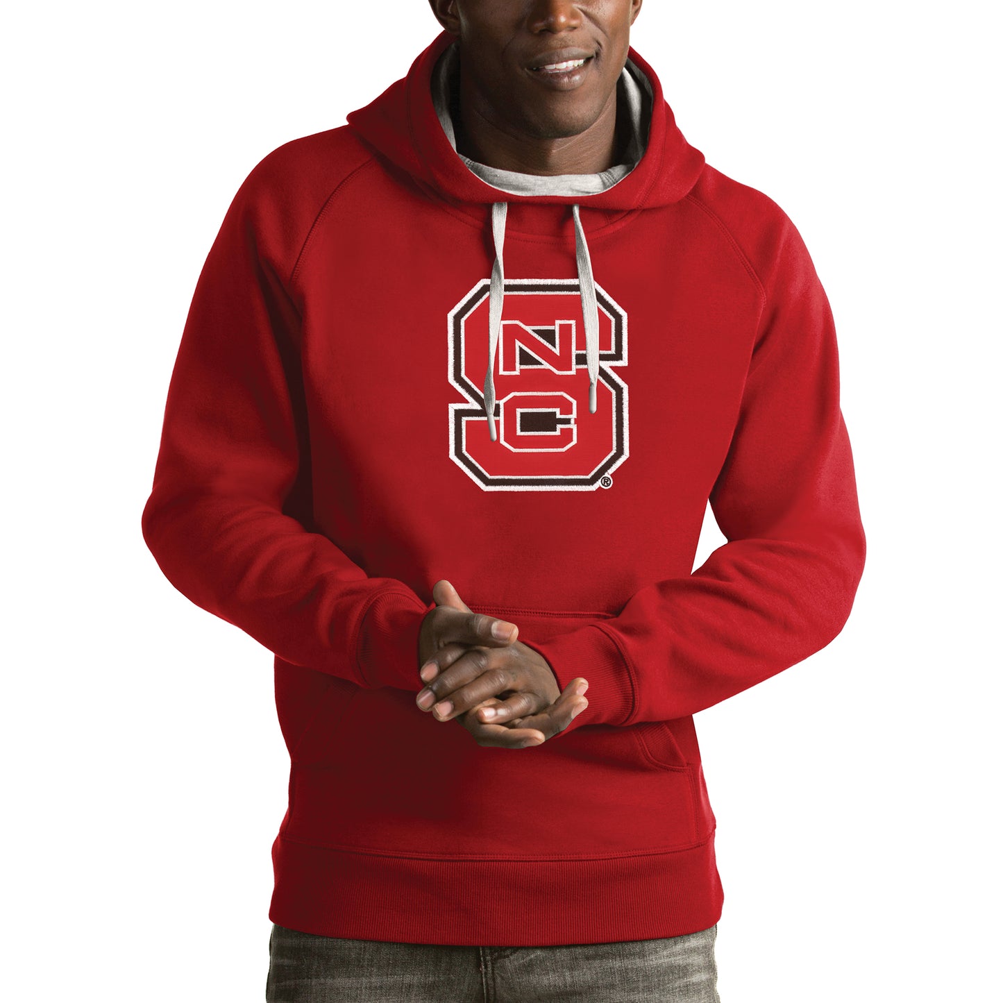 Men's Antigua Red NC State Wolfpack Victory Pullover Hoodie