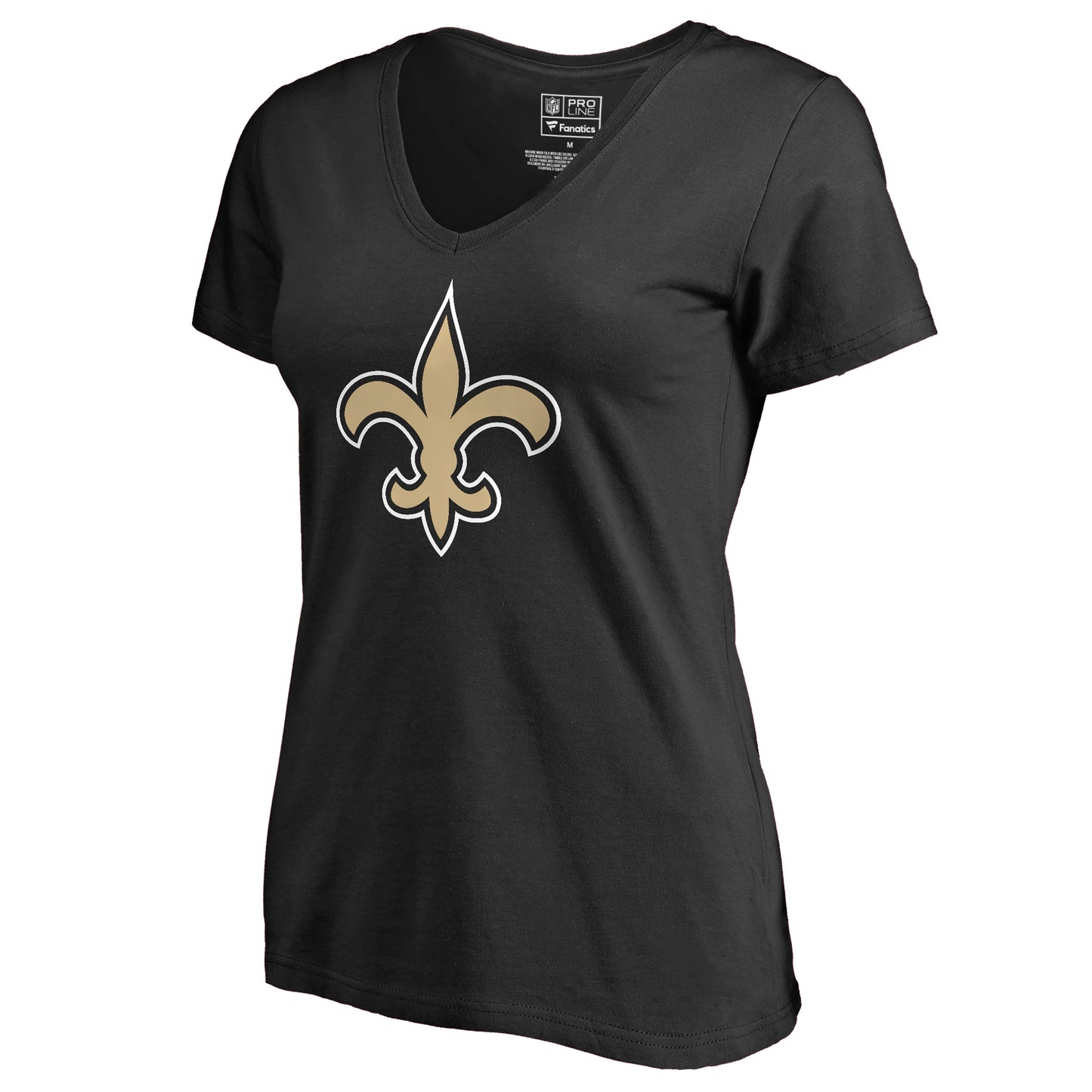 Women's NFL Pro Line Black New Orleans Saints Primary Team Logo V-Neck T-Shirt
