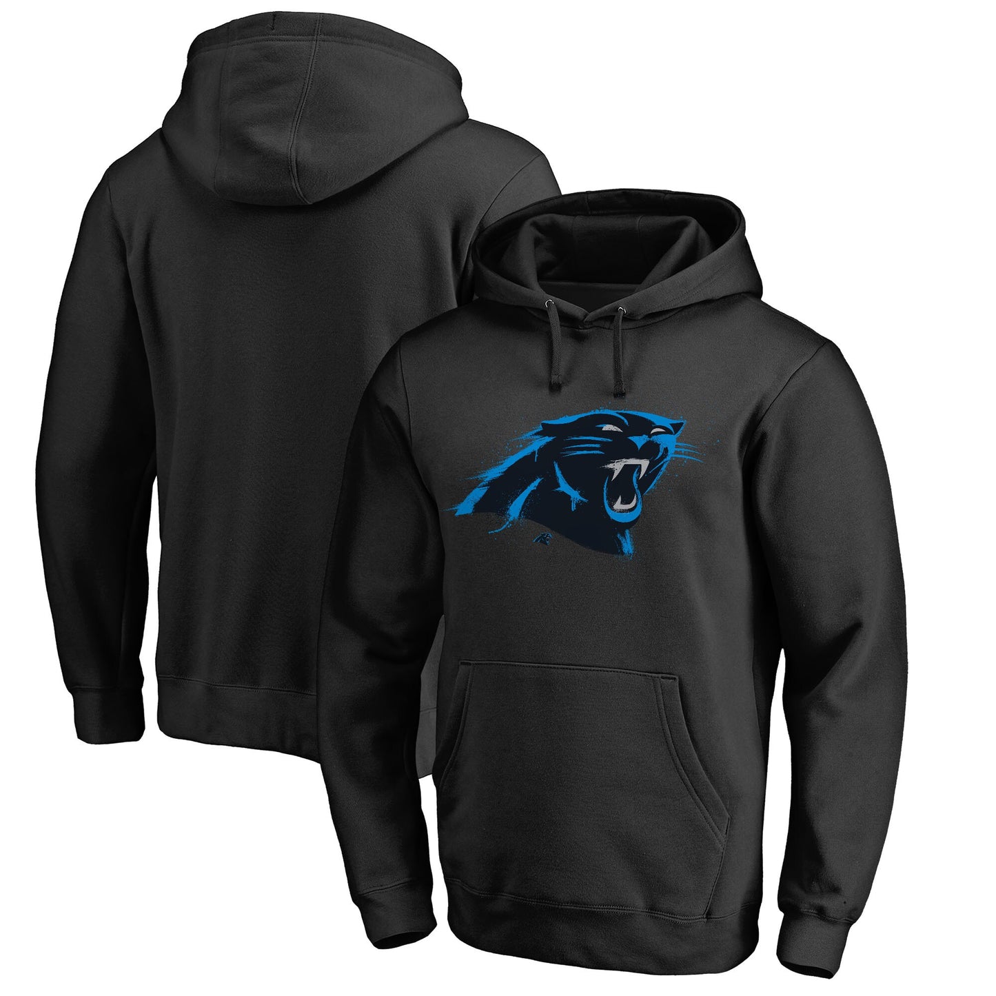 Men's NFL Pro Line Black Carolina Panthers Splatter Logo Pullover Hoodie