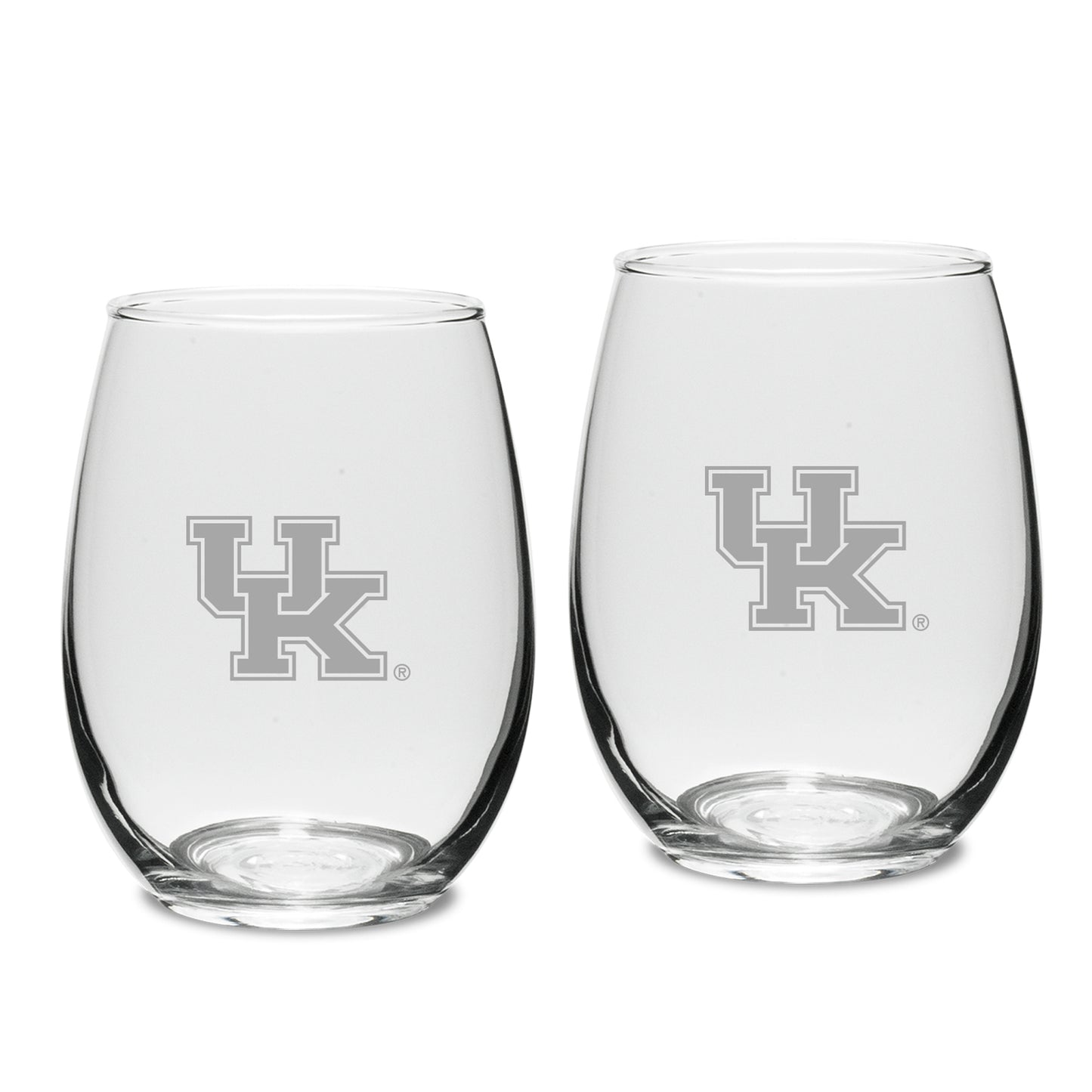 Kentucky Wildcats Set of 2 Deep Etched Engraved Stemless Wine Glasses