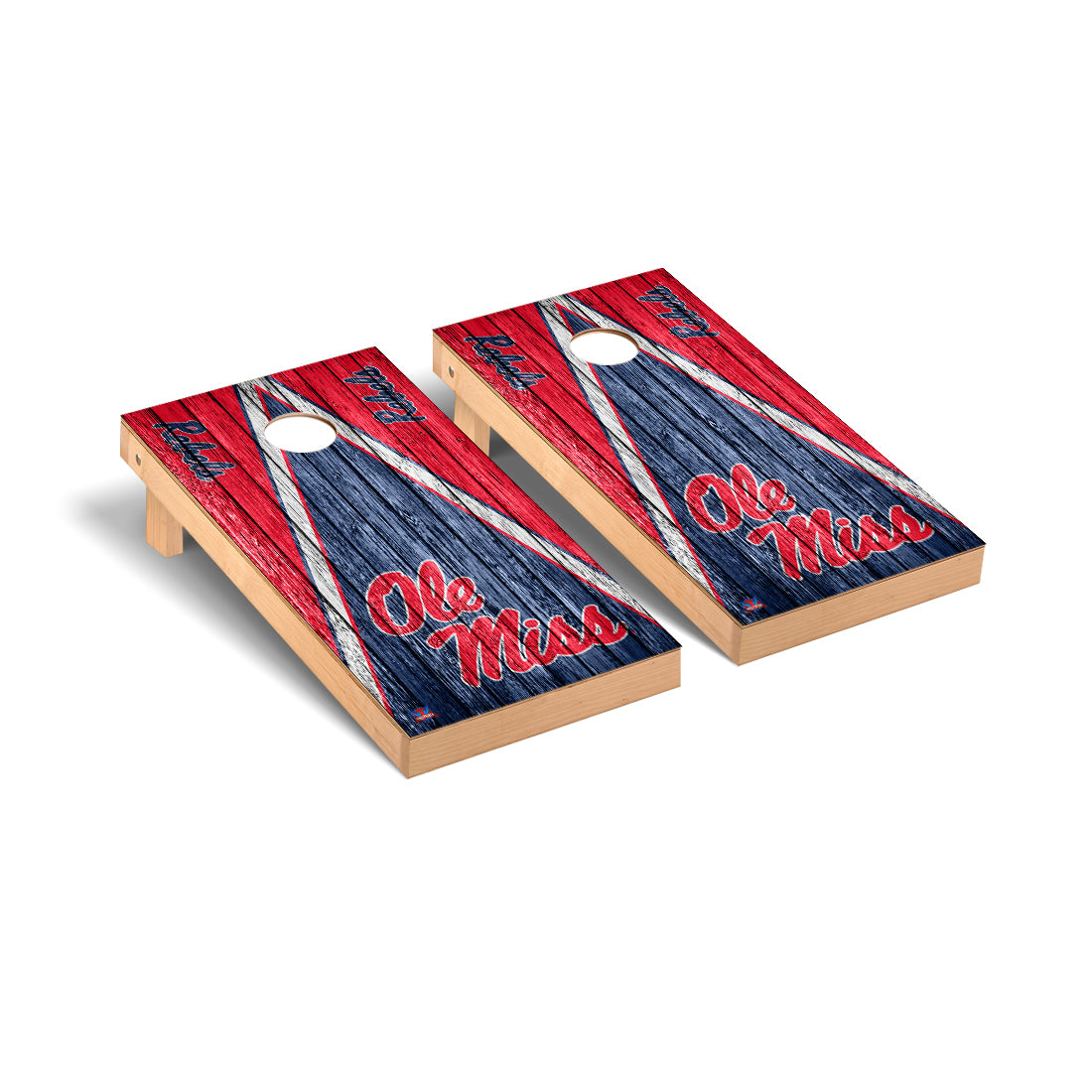 Ole Miss Rebels 2' x 4' Weathered Triangle Cornhole Board Set