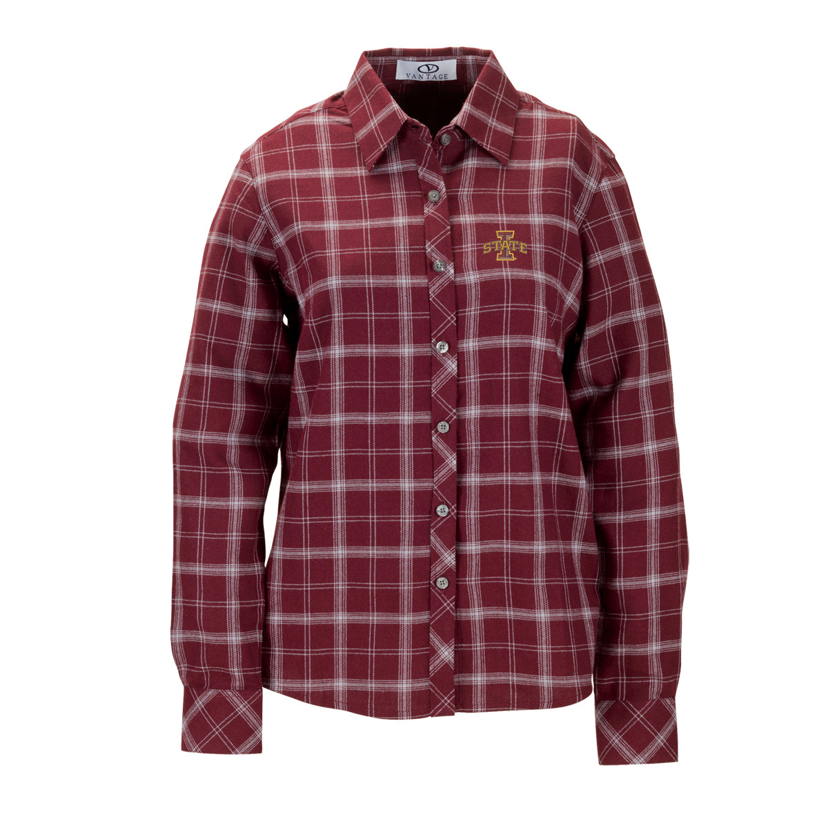Women's Cardinal Iowa State Cyclones Brewer Flannel Button-Down Long Sleeve Shirt