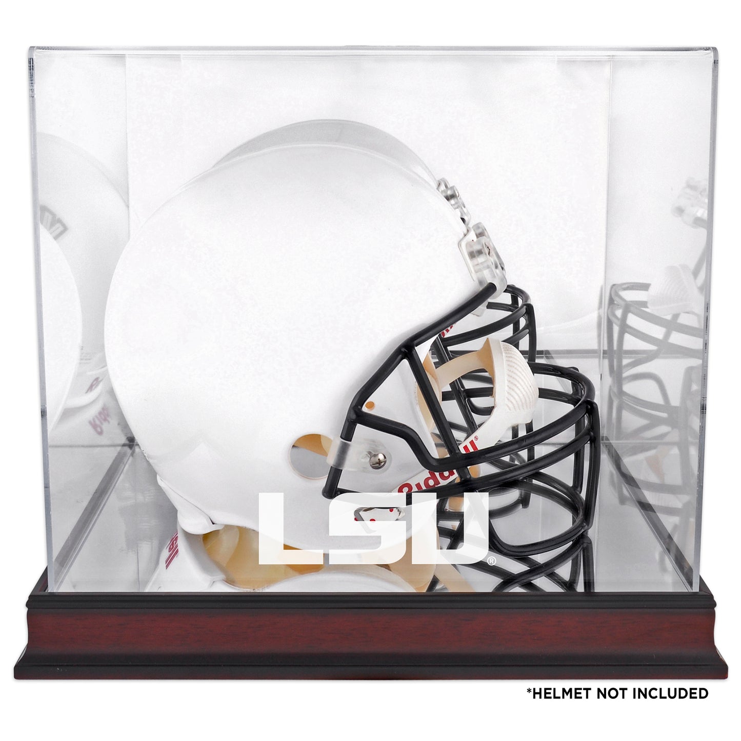 LSU Tigers Mahogany Helmet Logo Display Case with Mirror Back