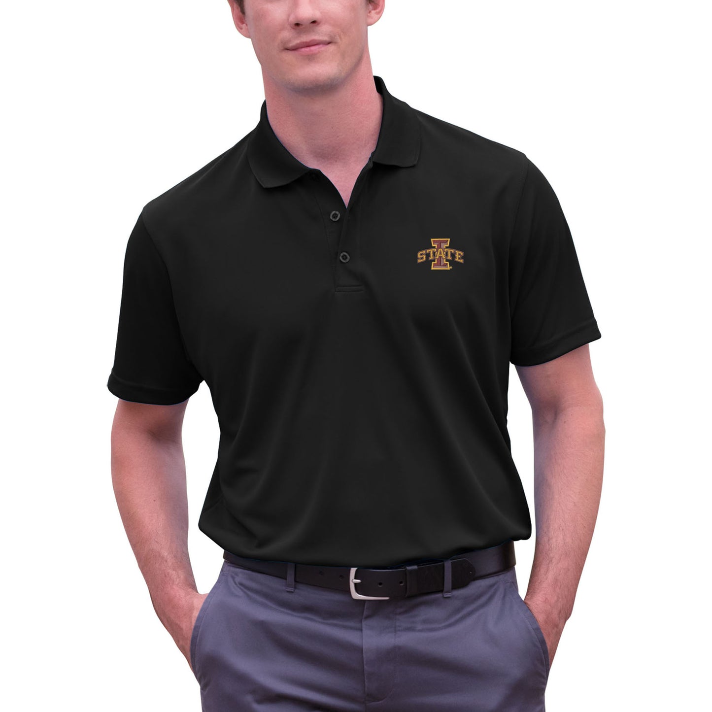 Men's Black Iowa State Cyclones Big & Tall Vansport Omega Tech Polo