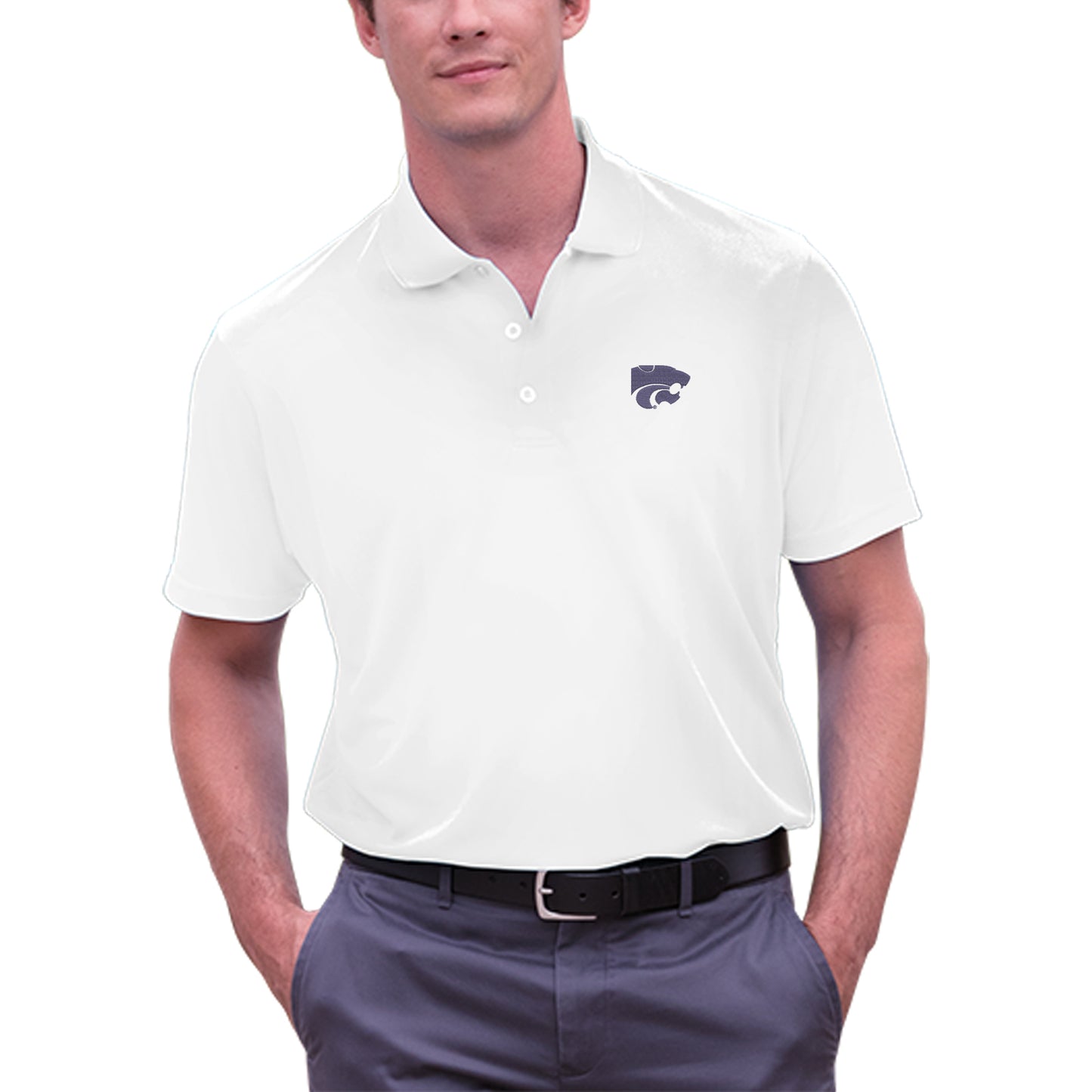 Men's White Kansas State Wildcats Big & Tall Vansport Omega Tech Polo