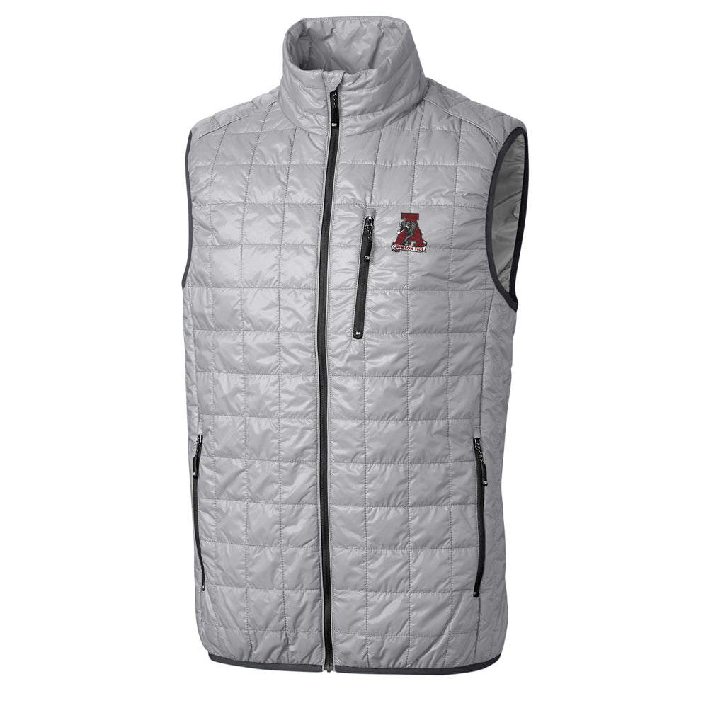 Men's Cutter & Buck Gray Alabama Crimson Tide Big & Tall College Vault Rainier Full-Zip Vest