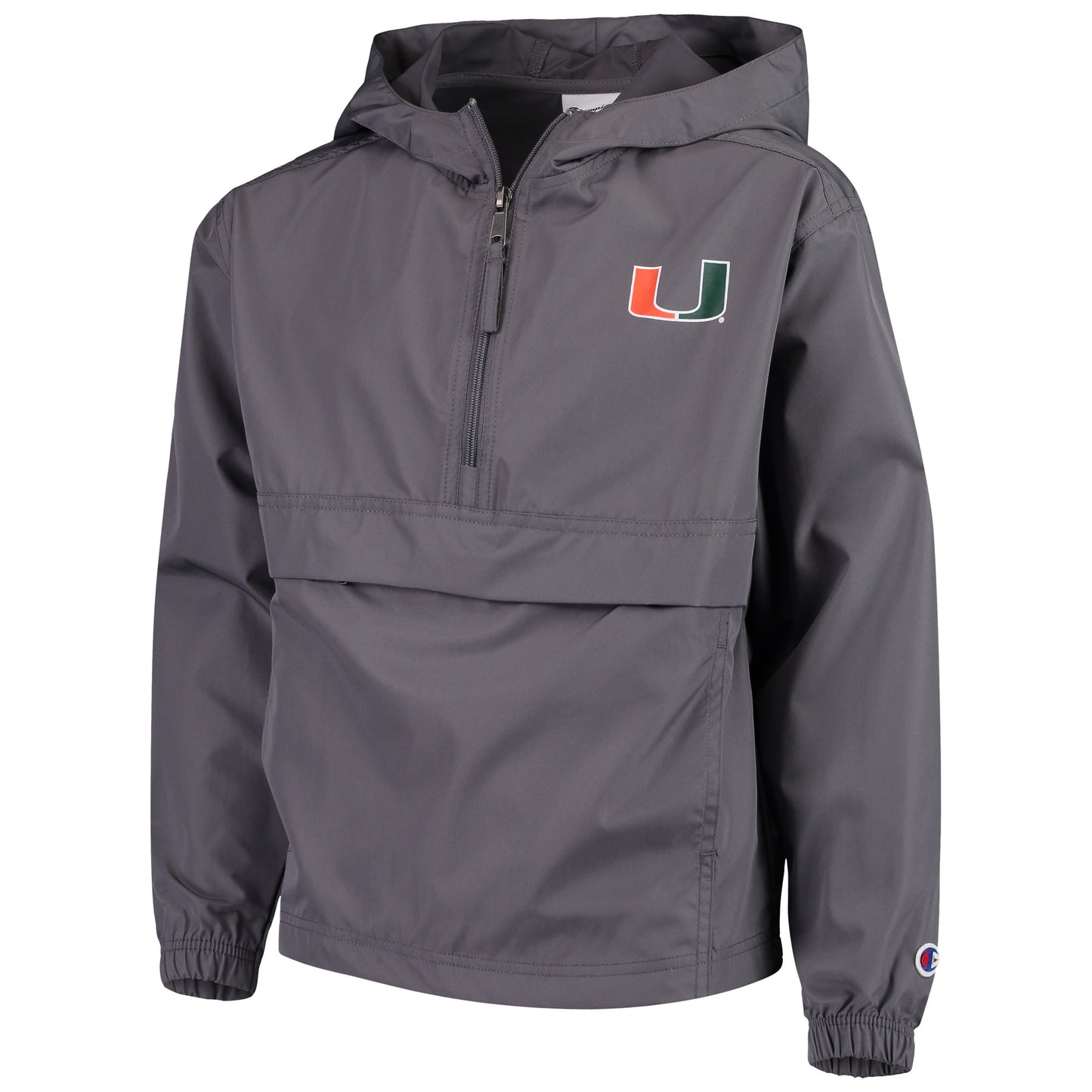 Youth Champion Graphite Miami Hurricanes Pack & Go Windbreaker Jacket