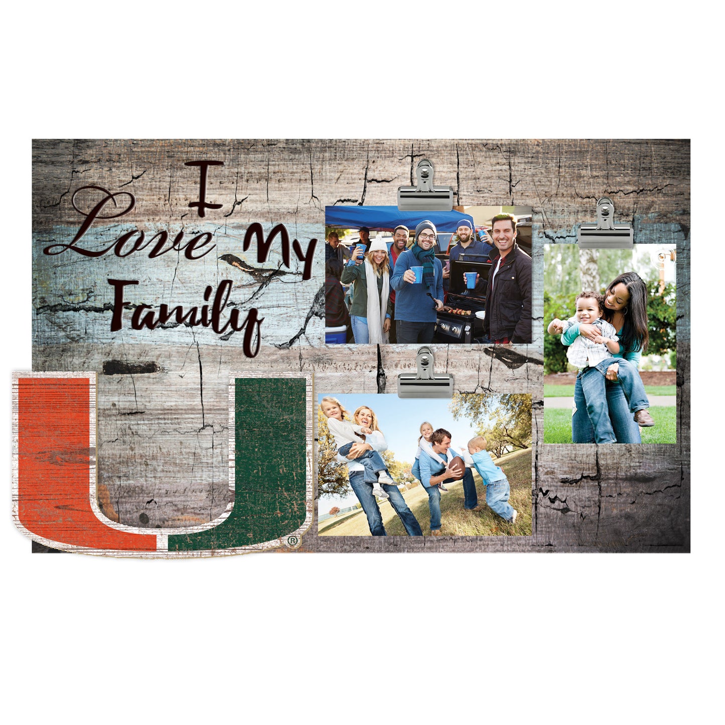 Miami Hurricanes 11" x 19" I Love My Family Clip Photo Frame