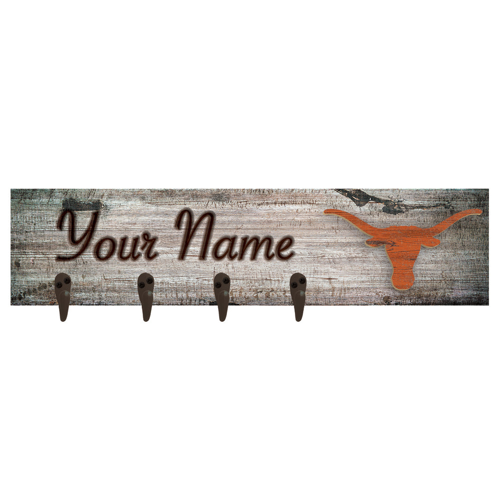 Texas Longhorns 24" x 6" Personalized Mounted Coat Hanger