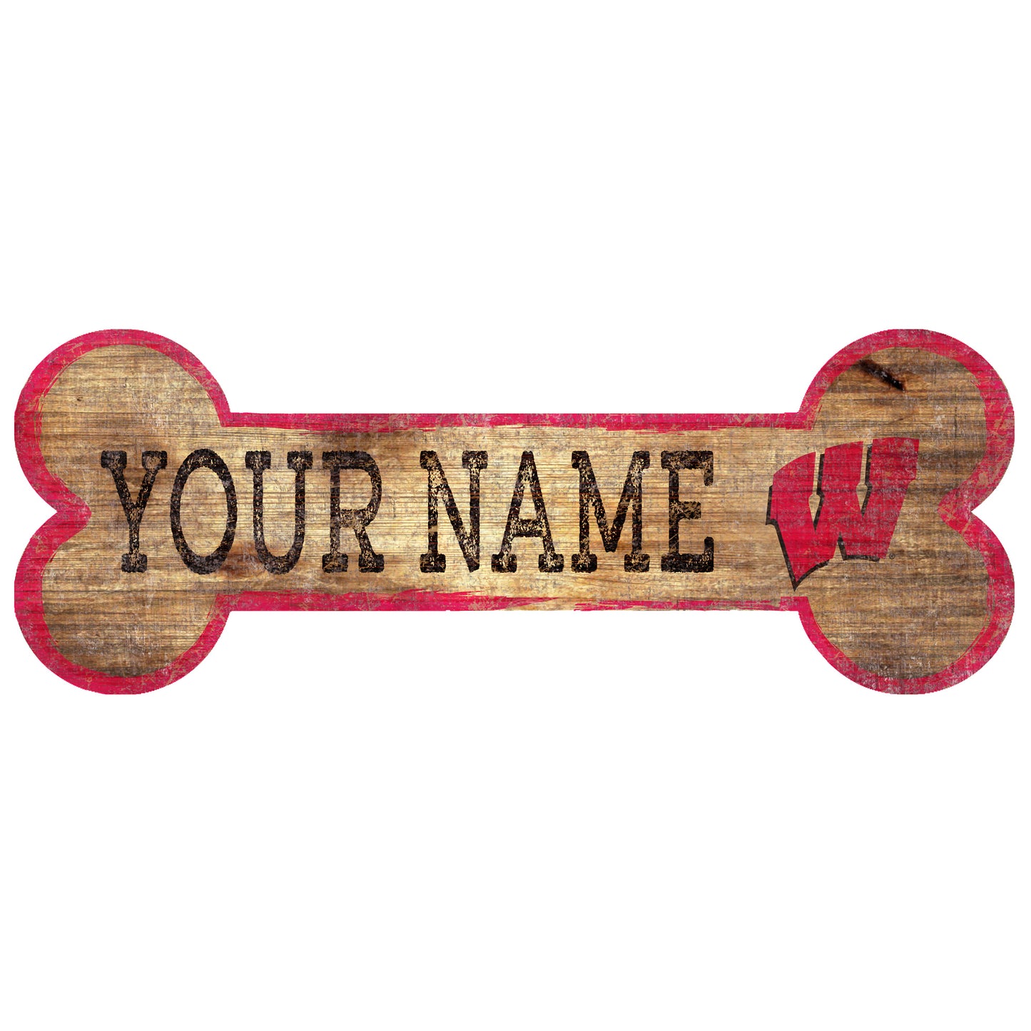 Wisconsin Badgers 12" x 6" Personalized Dog Bone Sign