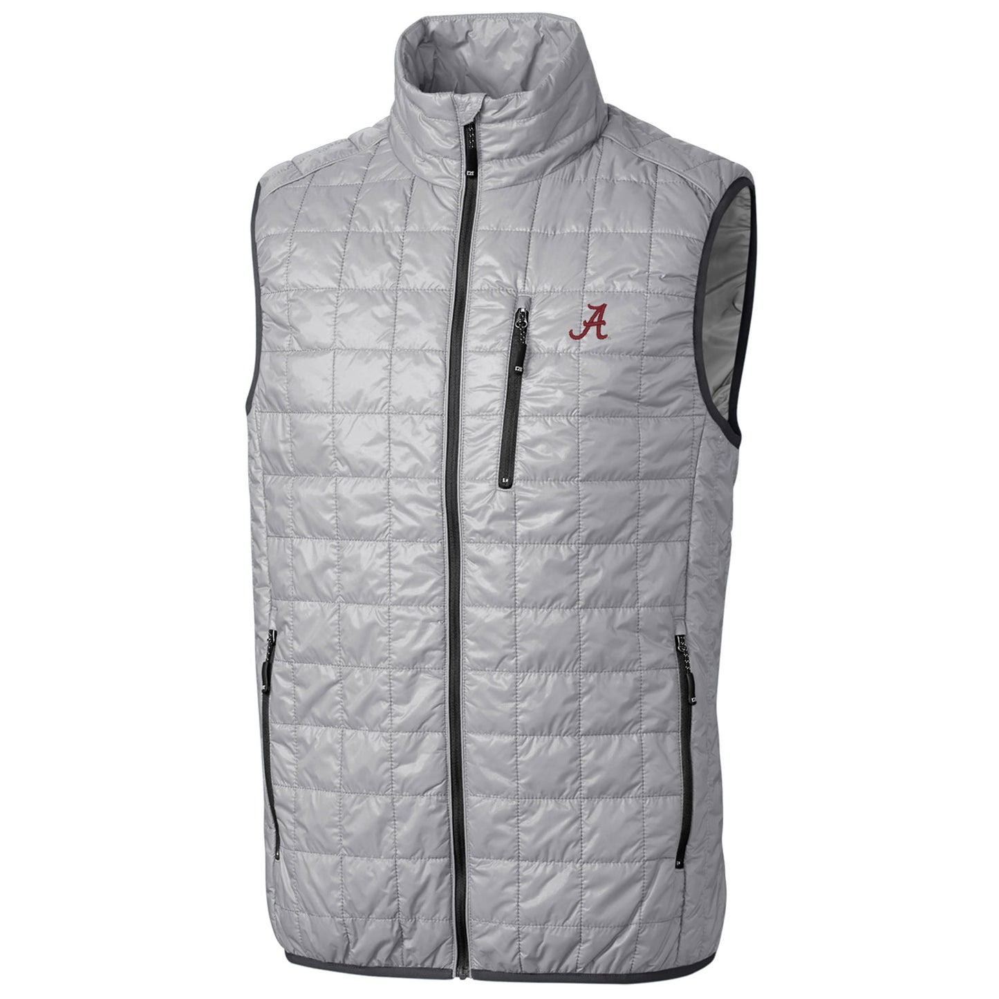 Men's Cutter & Buck Gray Alabama Crimson Tide Big & Tall Full-Zip Collegiate Rainier Vest