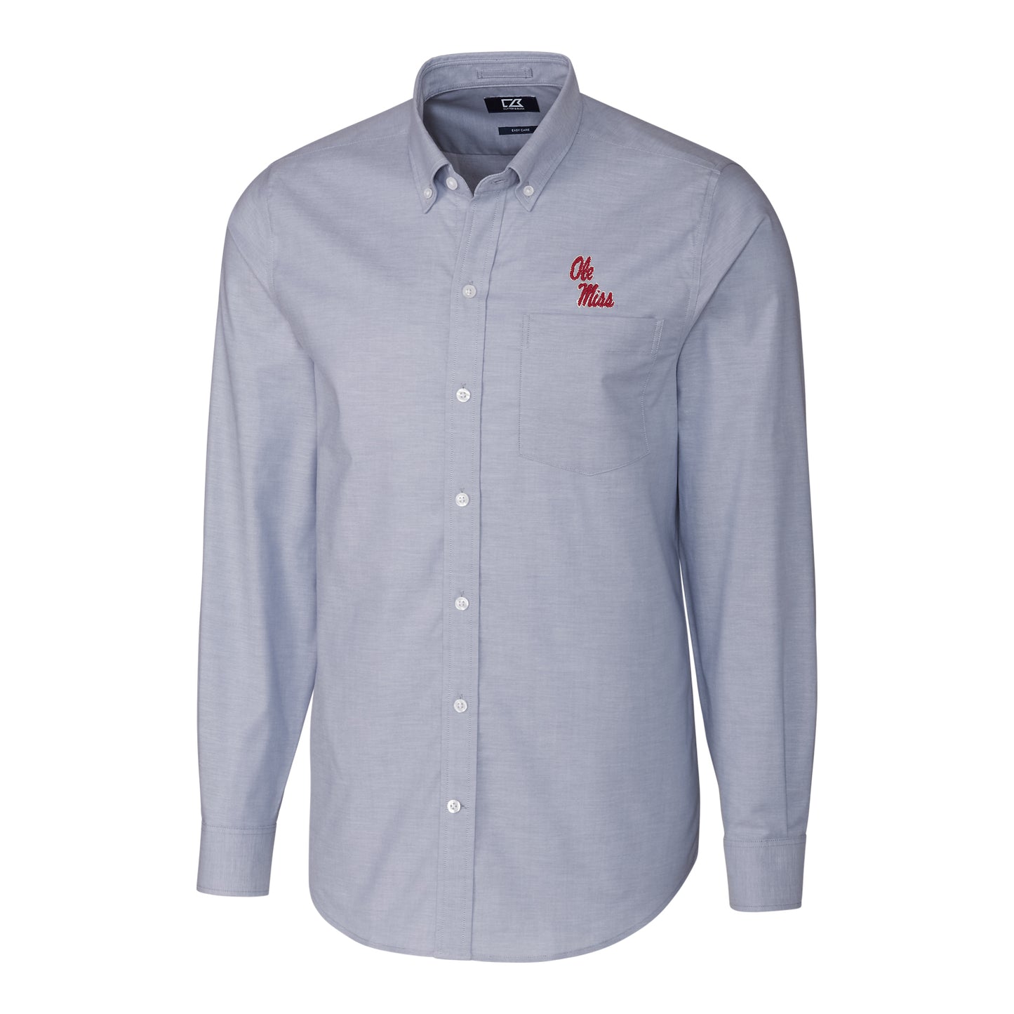 Men's Cutter & Buck Light Blue Ole Miss Rebels Stretch Oxford Big & Tall Long Sleeve Button-Down Shirt