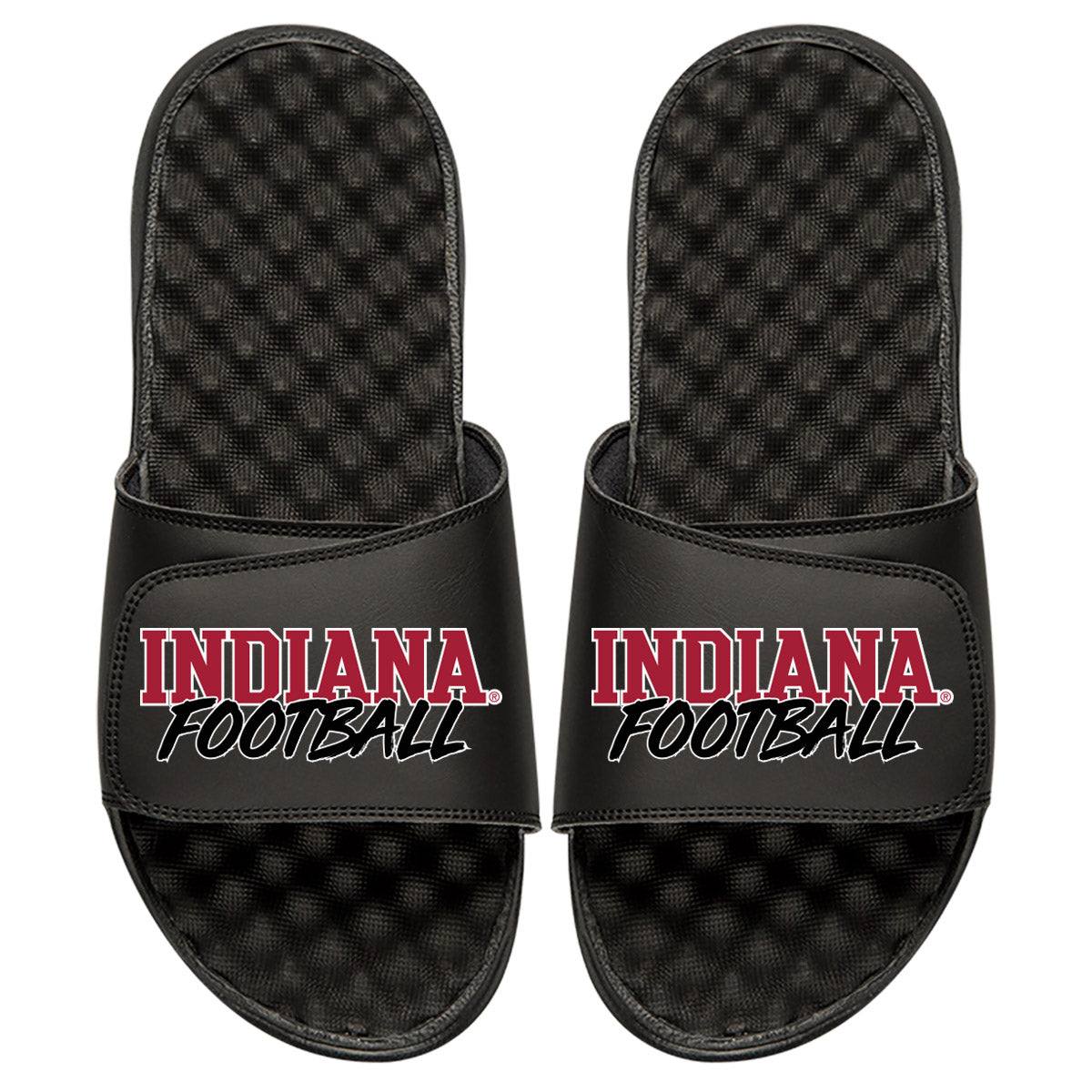 Men's ISlide Black Indiana Hoosiers Football Stacked Slide Sandals