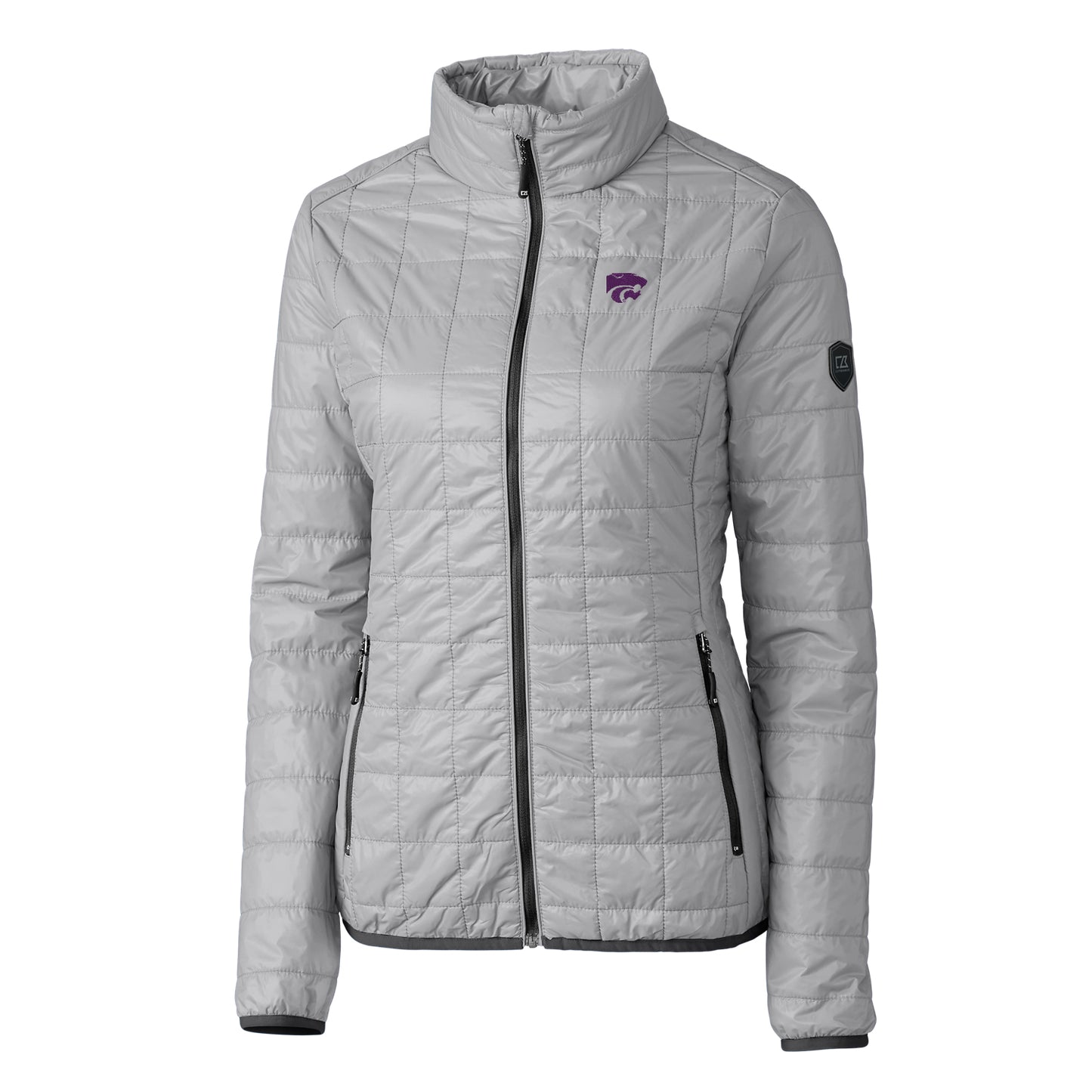 Women's Cutter & Buck Gray Kansas State Wildcats Rainier Full-Zip Puffer Jacket