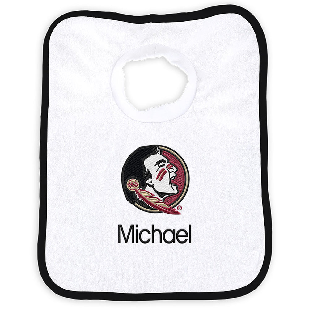 White Chad & Jake Florida State Seminoles Personalized Bib