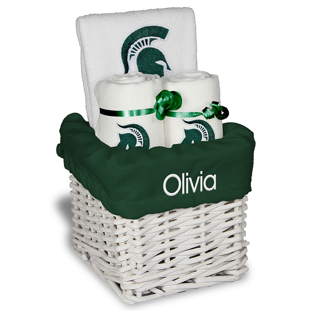 White Chad & Jake Michigan State Spartans Personalized Small Gift Basket