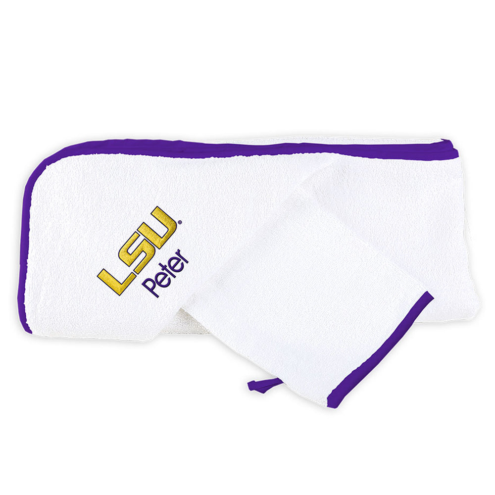 White Chad & Jake LSU Tigers Personalized NCAA Towel Set