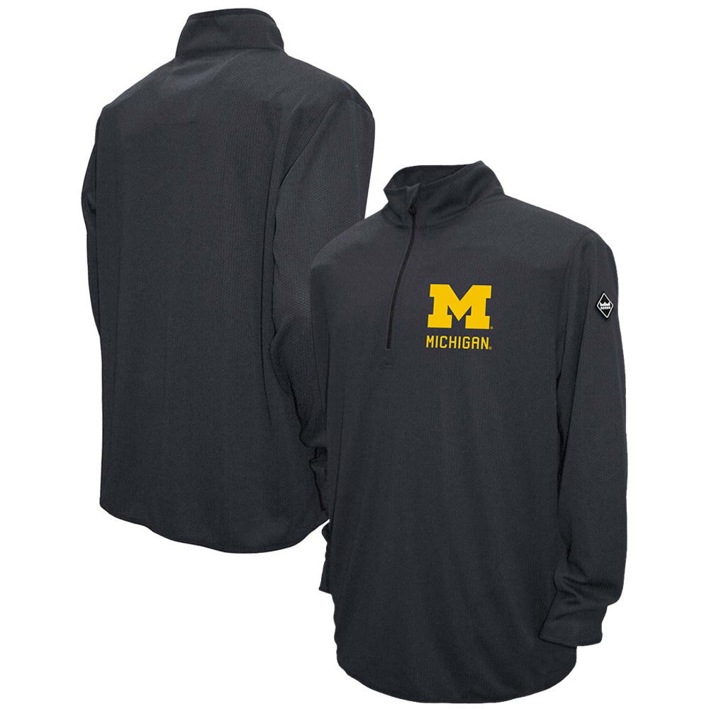 Men's Franchise Club Charcoal Michigan Wolverines Thermatec Half-Zip Pullover Jacket