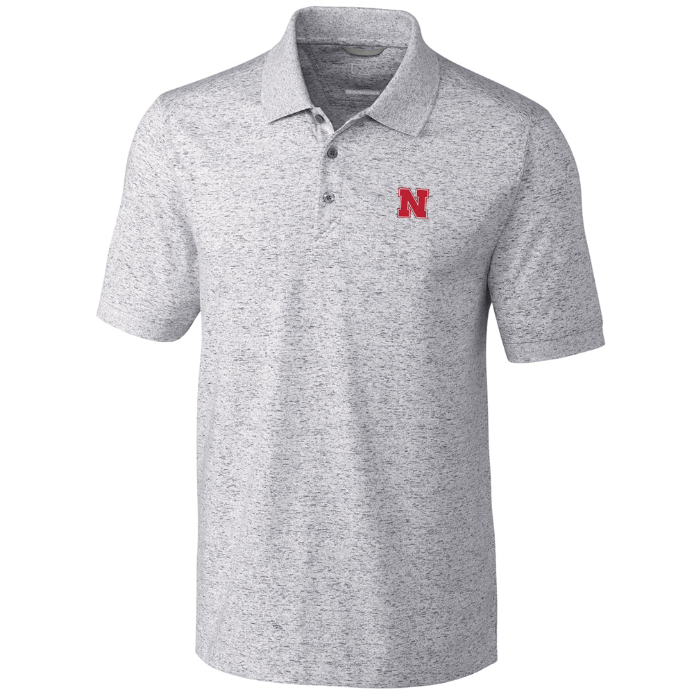 Men's Cutter & Buck Gray Nebraska Huskers Big & Tall Advantage Space Dye Polo