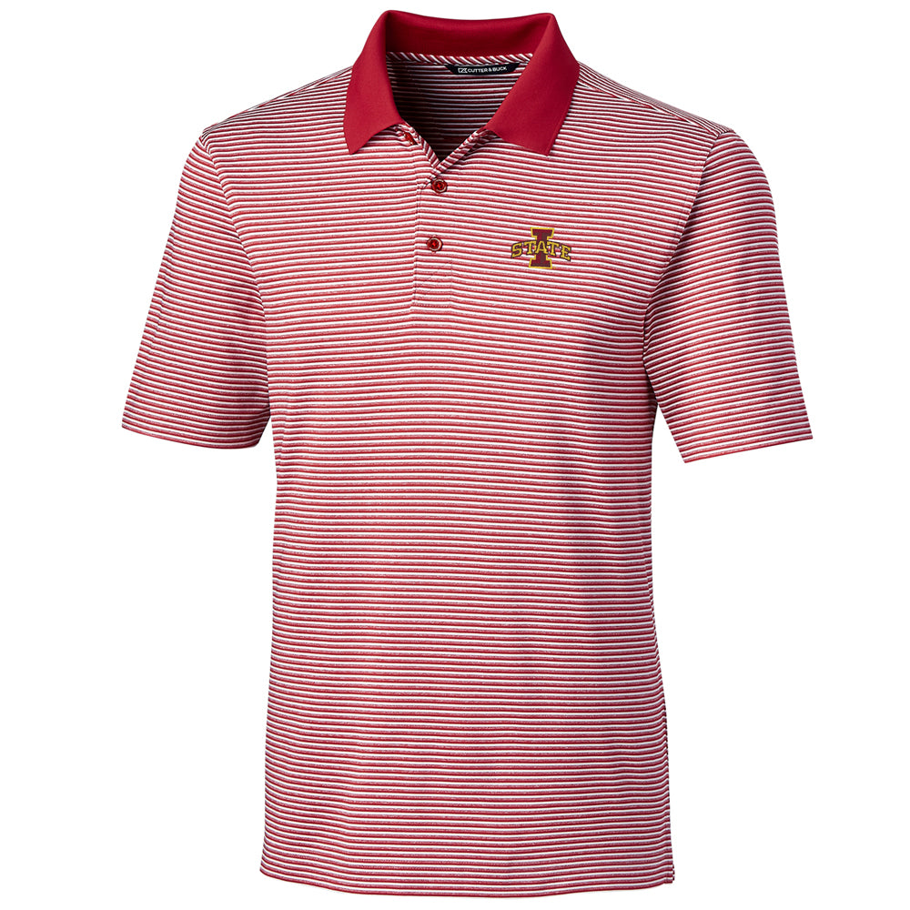 Men's Cutter & Buck Red Iowa State Cyclones Big & Tall Forge Tonal Stripe Polo