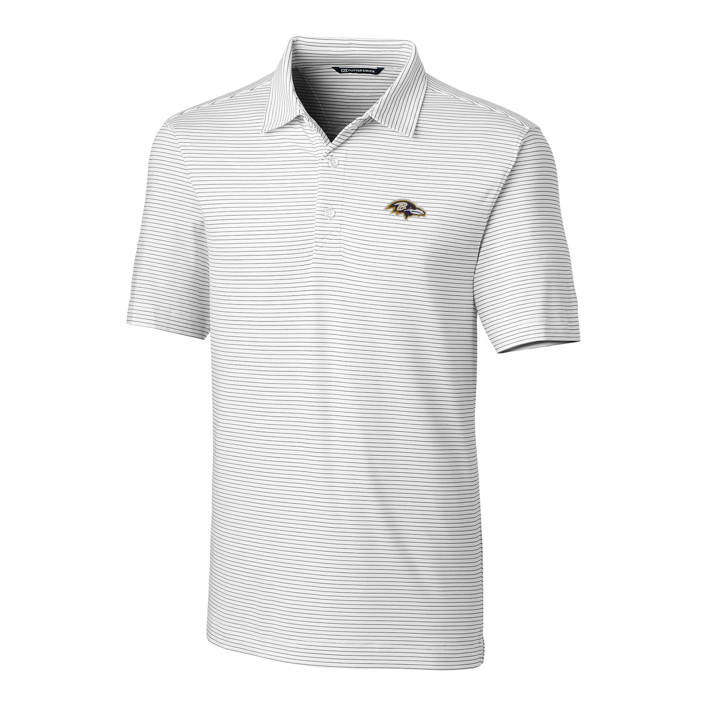 Men's Cutter & Buck White Baltimore Ravens Big & Tall Forge Pencil Stripe Polo