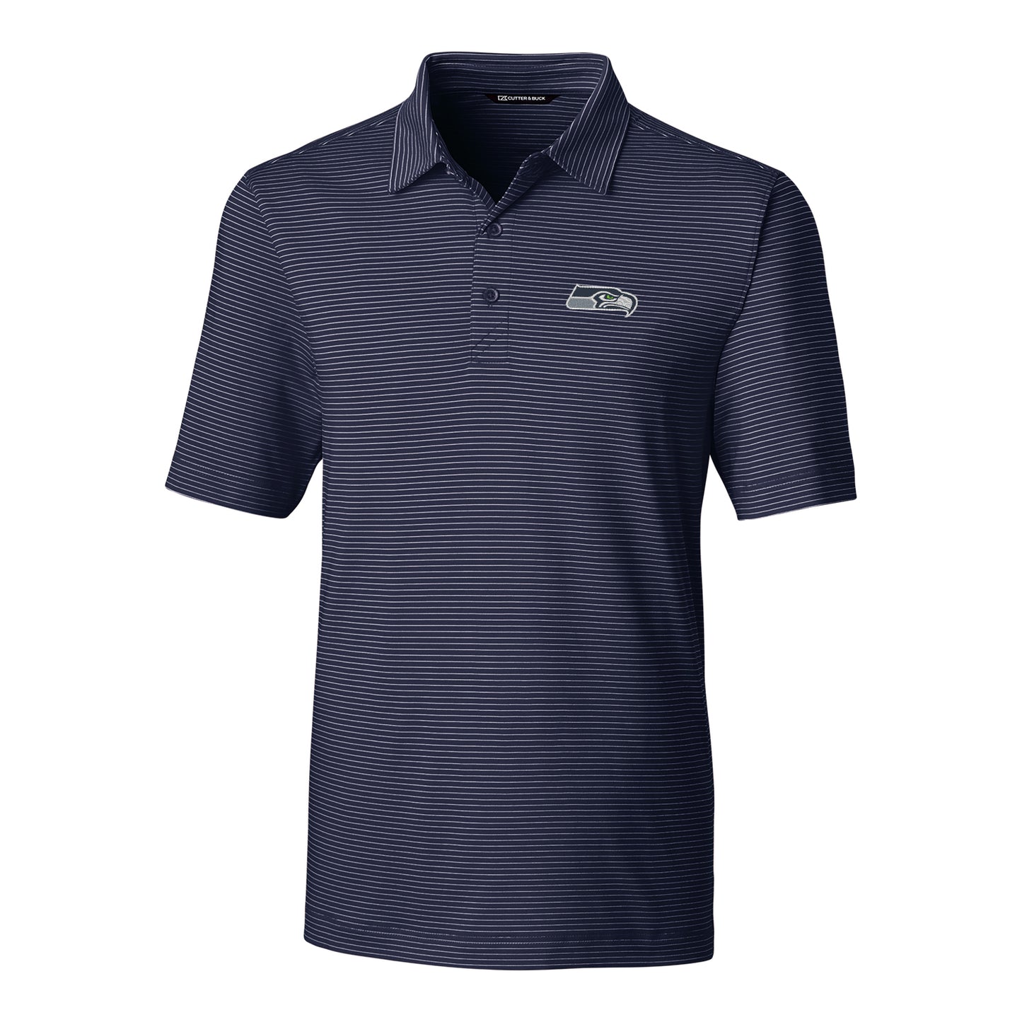 Men's Cutter & Buck Navy Seattle Seahawks Big & Tall Forge Pencil Stripe Polo