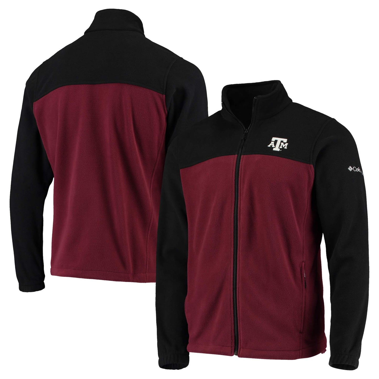Men's Columbia Black/Maroon Texas A&M Aggies Flanker III Fleece Team Full-Zip Jacket