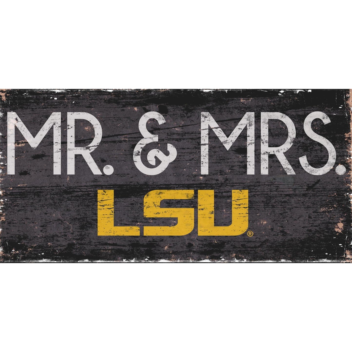 LSU Tigers 6'' x 12'' Mr. & Mrs. Sign