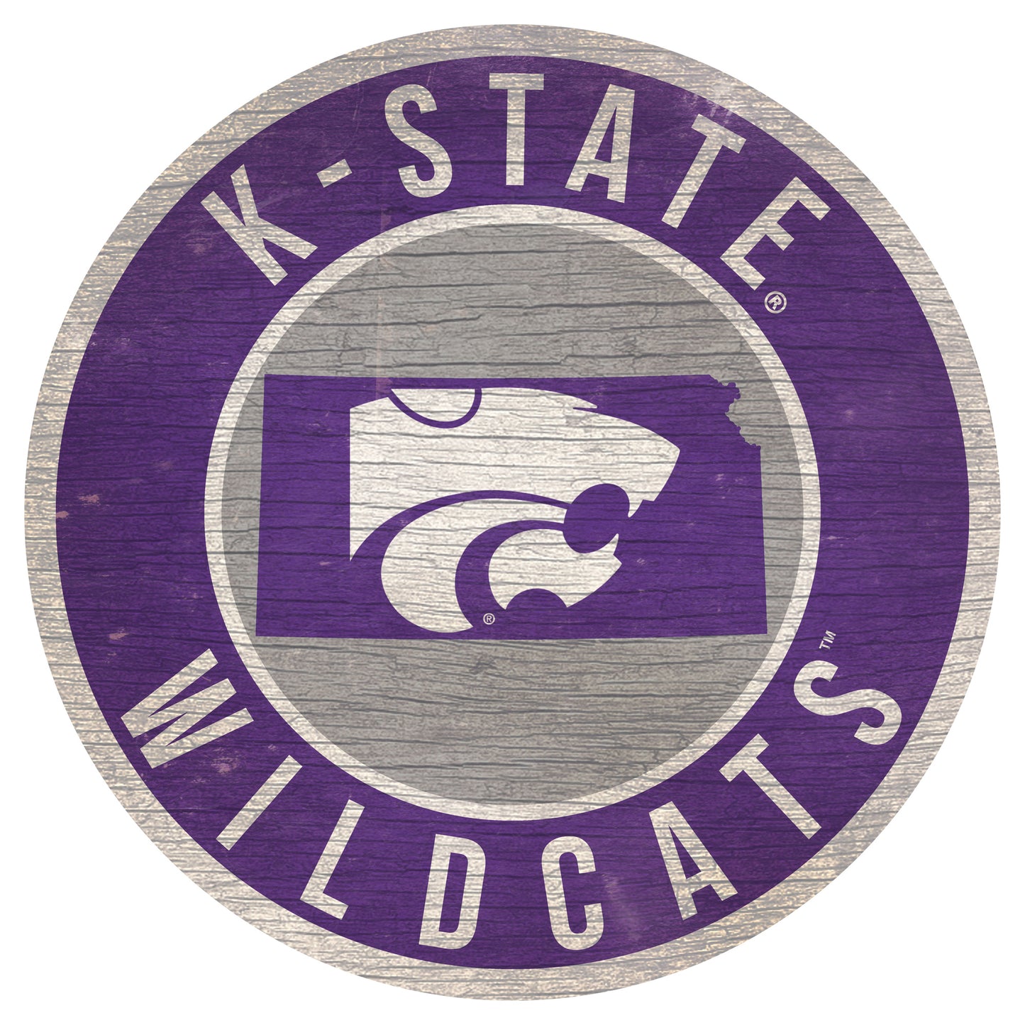 Kansas State Wildcats 12'' x 12'' State Circle Sign