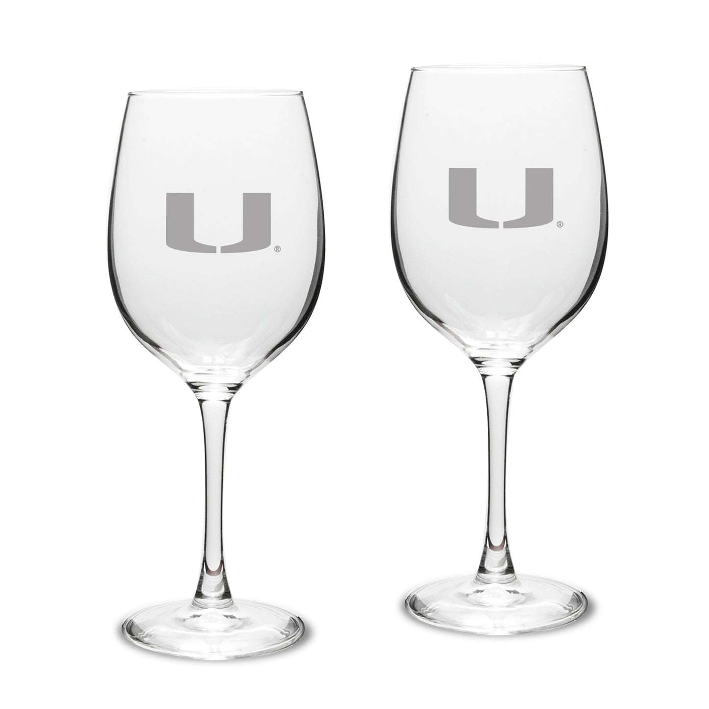 Miami Hurricanes 2-Piece 16oz. White Wine Glasses Set