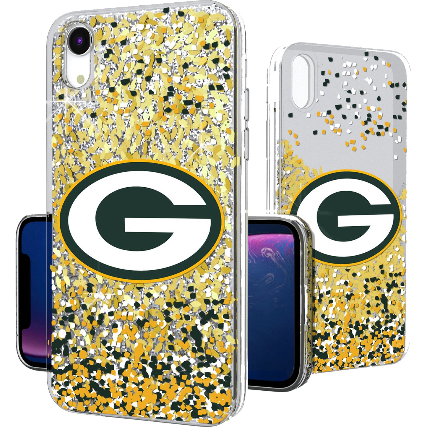 Green Bay Packers iPhone Glitter Case with Confetti Design