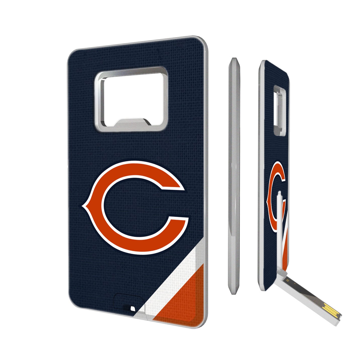 Chicago Bears Diagonal Stripe Credit Card USB Drive & Bottle Opener
