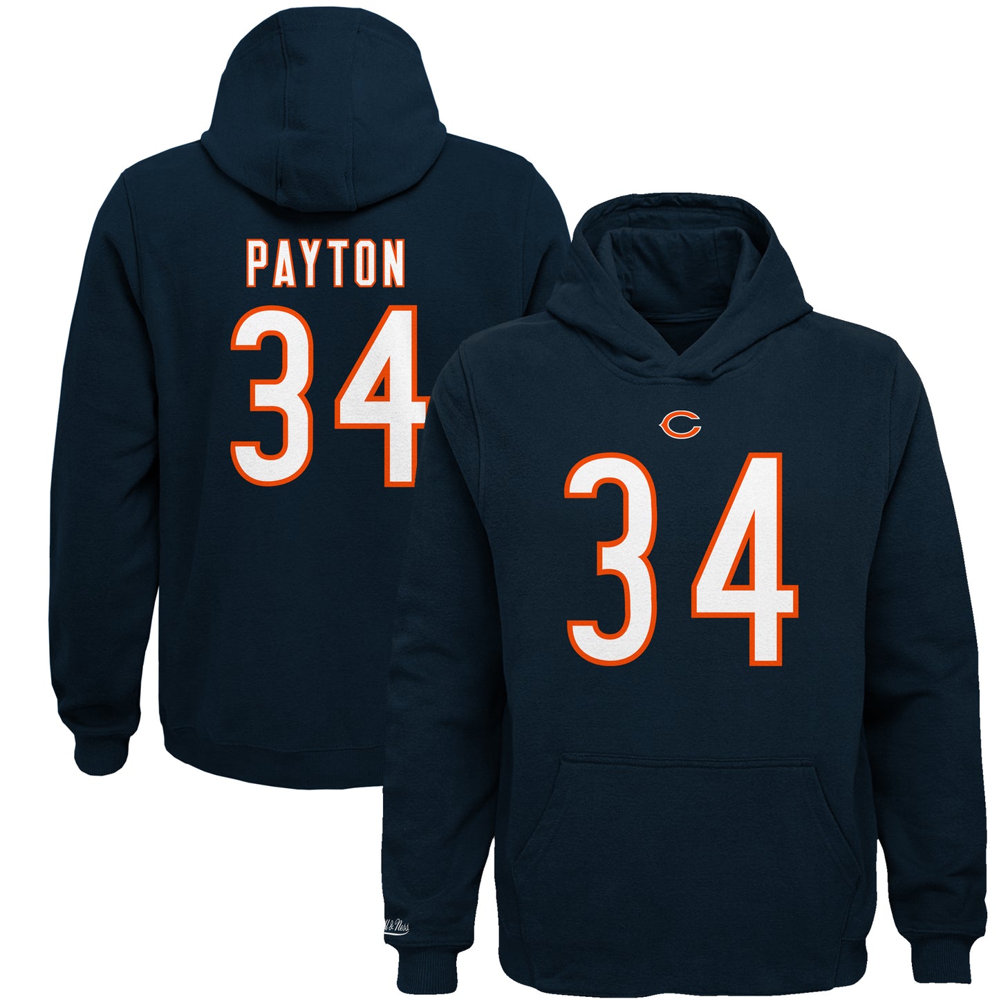 Youth Mitchell & Ness Walter Payton Navy Chicago Bears Retired Player Name & Number Fleece Pullover Hoodie