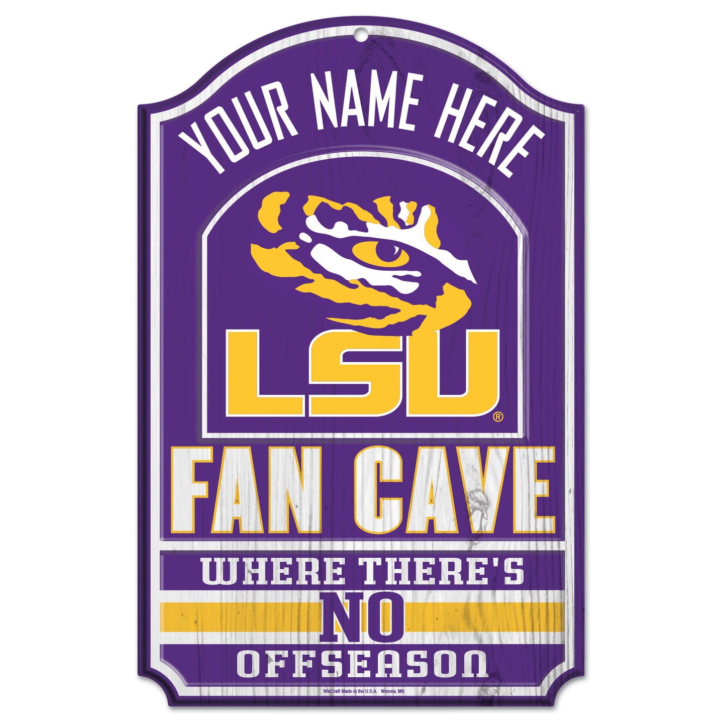 WinCraft LSU Tigers Personalized 11'' x 17'' Fan Cave Wood Sign