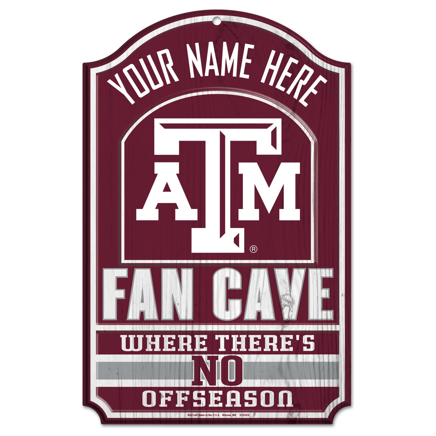 WinCraft Texas A&M Aggies Personalized 11'' x 17'' Fan Cave Wood Sign