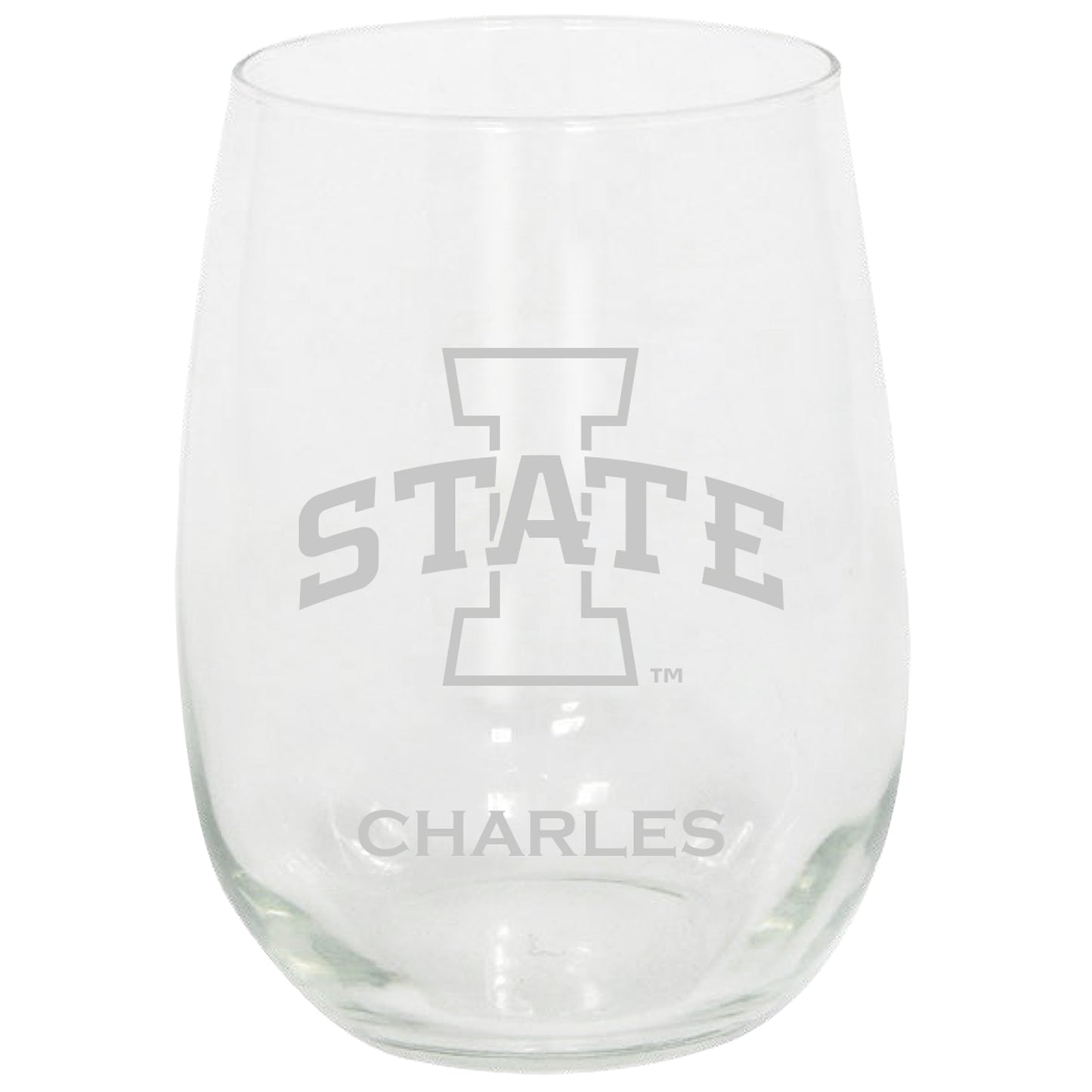 Iowa State Cyclones 15oz. Personalized Stemless Etched Glass Tumbler