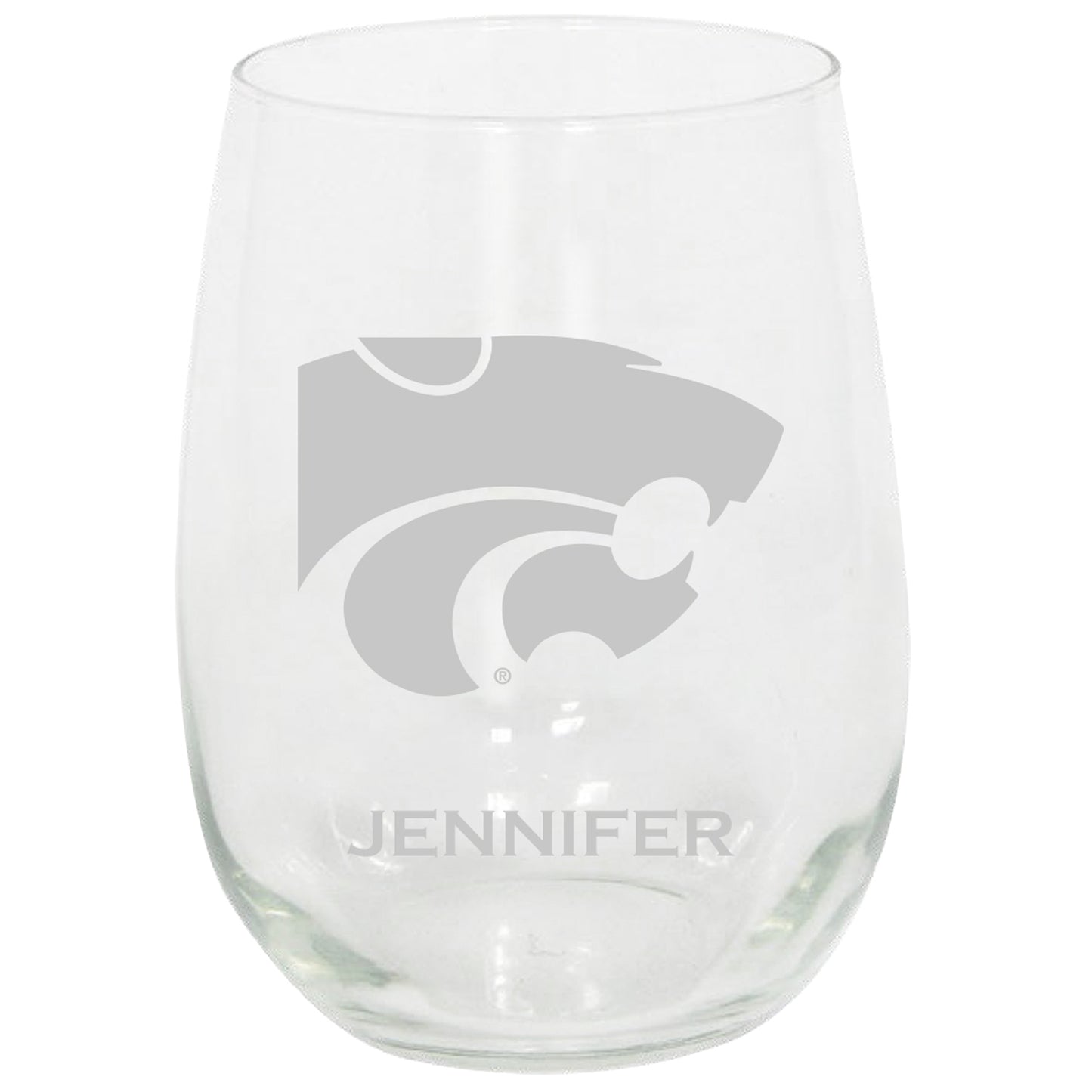 Kansas State Wildcats 15oz. Personalized Stemless Etched Glass Tumbler