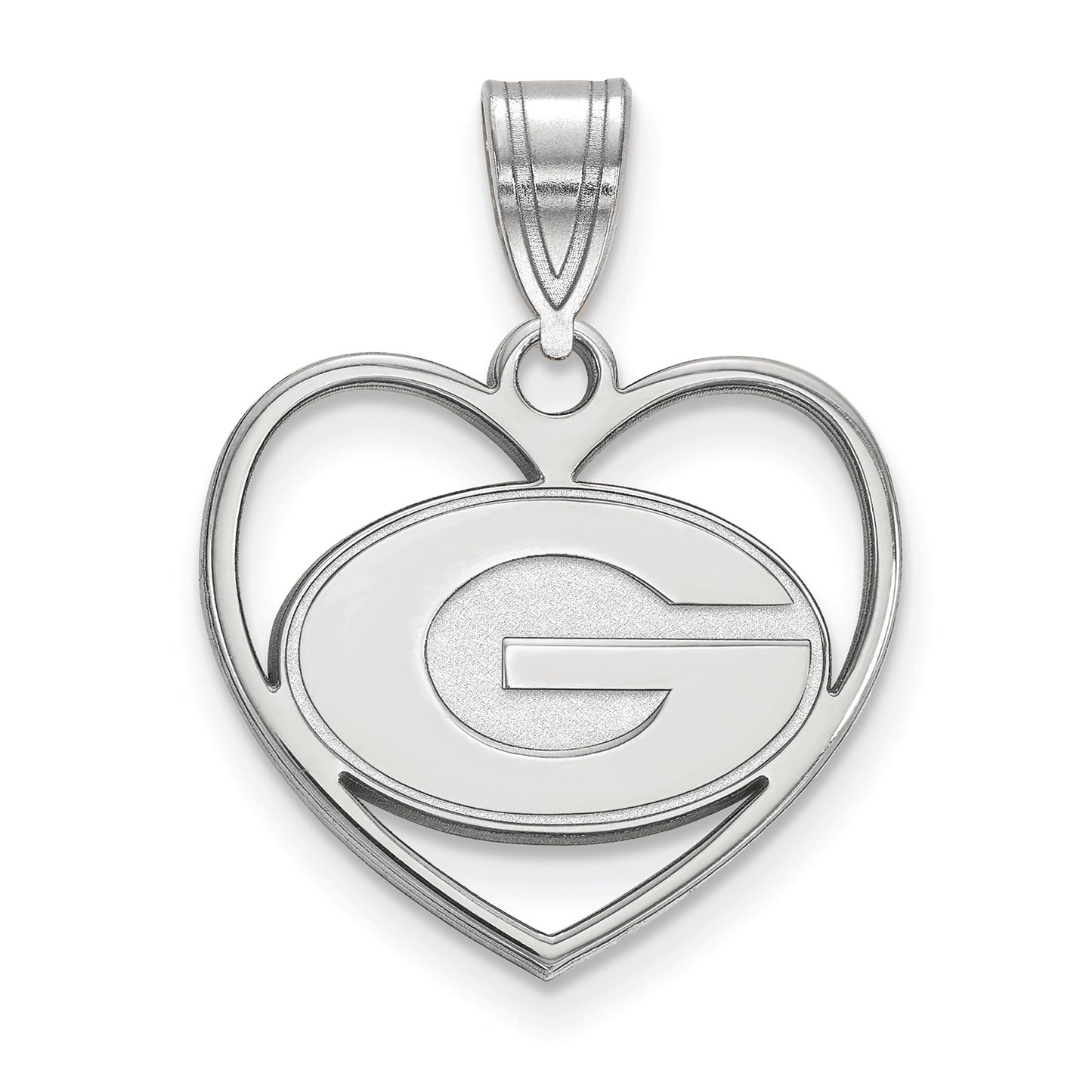 Women's Georgia Bulldogs Sterling Silver Logo Heart Pendant