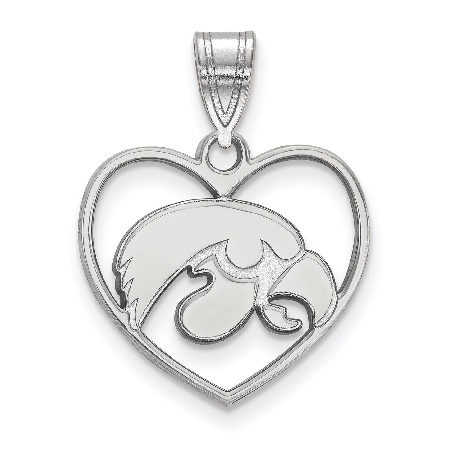 Women's Iowa Hawkeyes Sterling Silver Logo Heart Pendant
