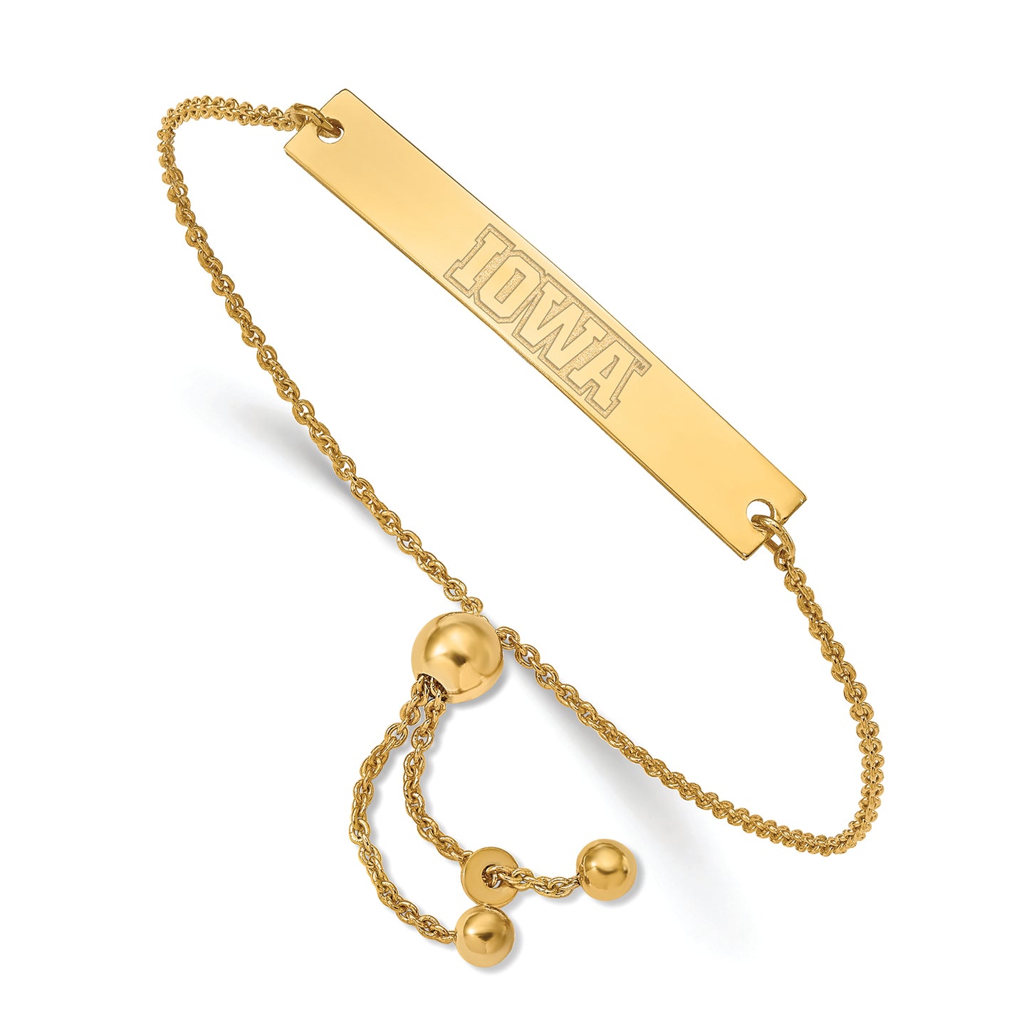 Women's Iowa Hawkeyes Sterling Silver Gold-Plated Adjustable Bar Bracelet