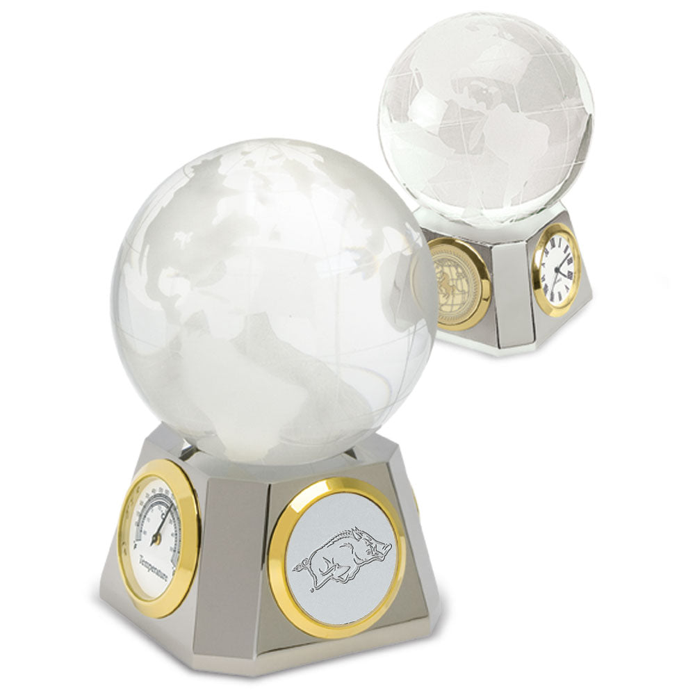 Silver Arkansas Razorbacks Desk Clock & Weather Station