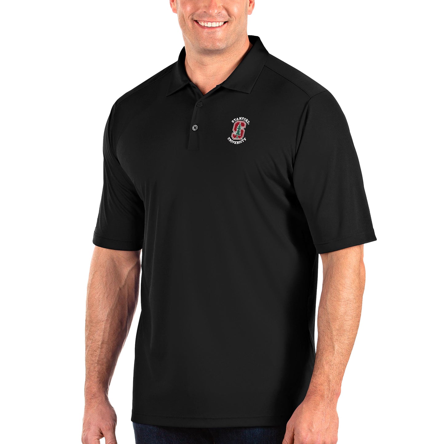 Men's Antigua Black Stanford Cardinal Big & Tall Tribute Polo