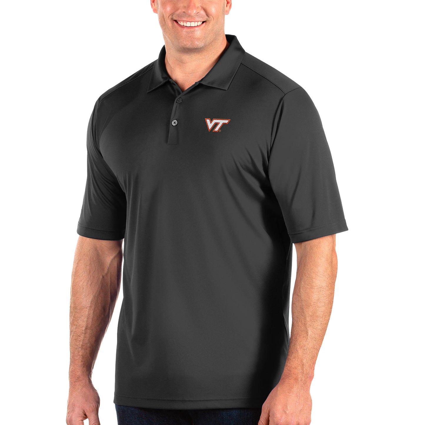 Men's Antigua Charcoal Virginia Tech Hokies Big & Tall Tribute Polo