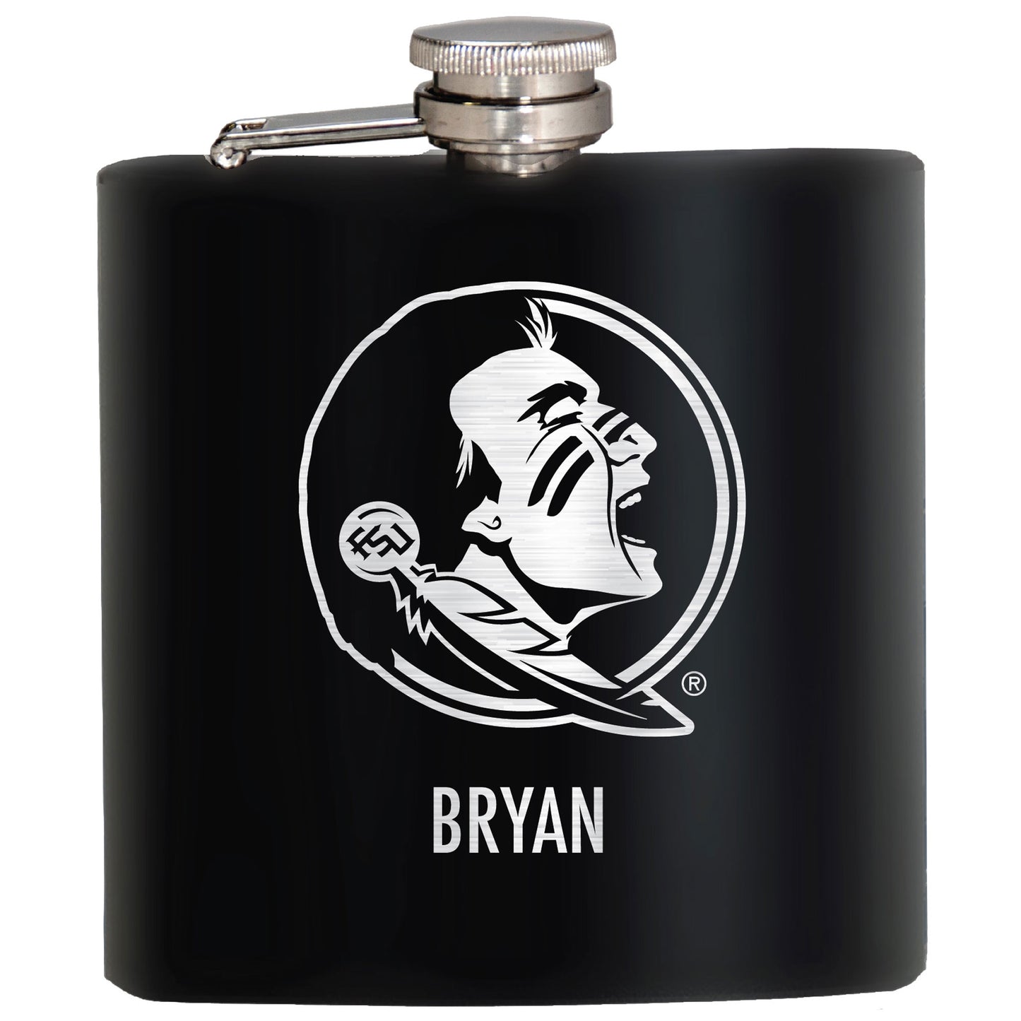 Black Florida State Seminoles 6oz. Personalized Stealth Hip Flask