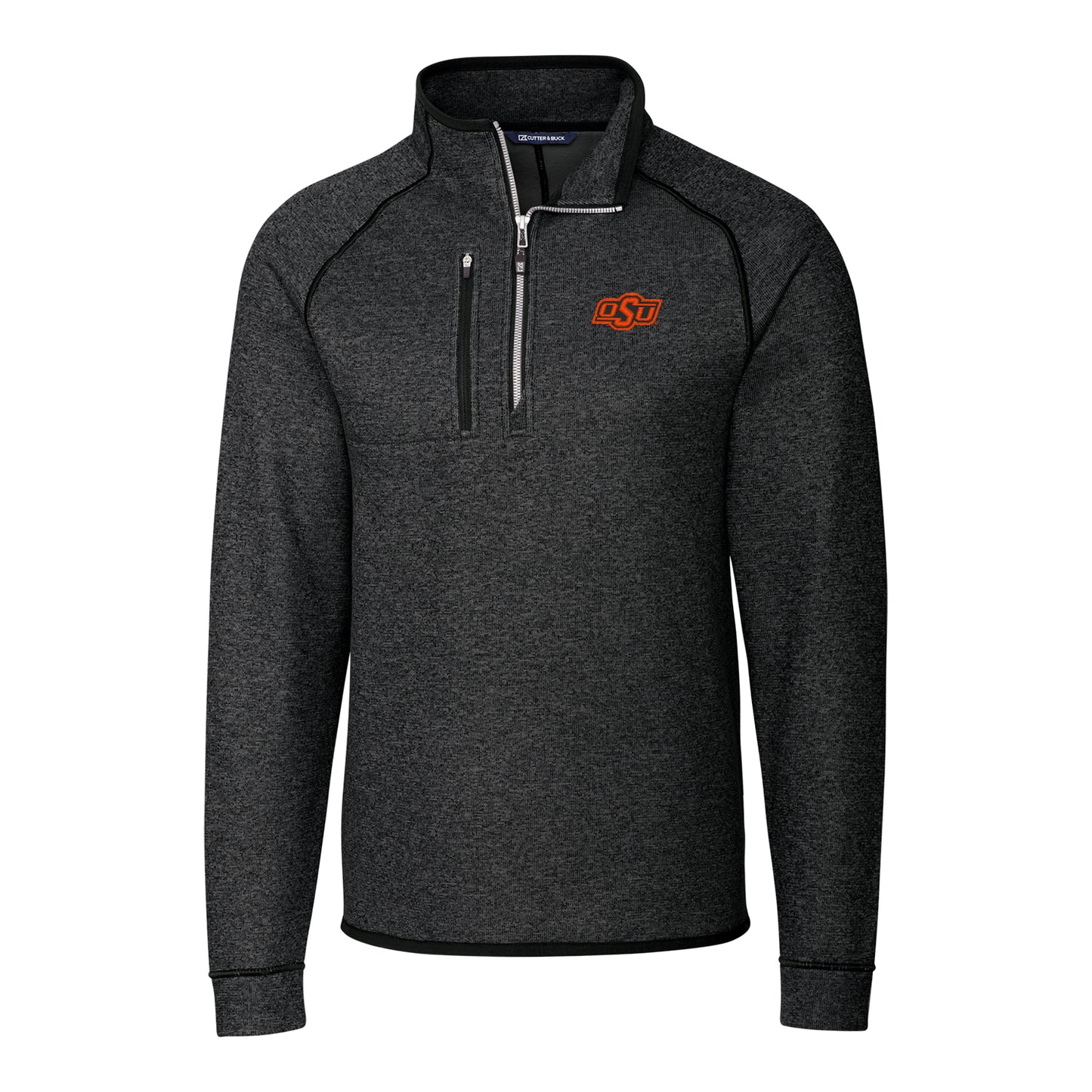 Men's Cutter & Buck Charcoal Oklahoma State Cowboys Mainsail Half-Zip Pullover Jacket
