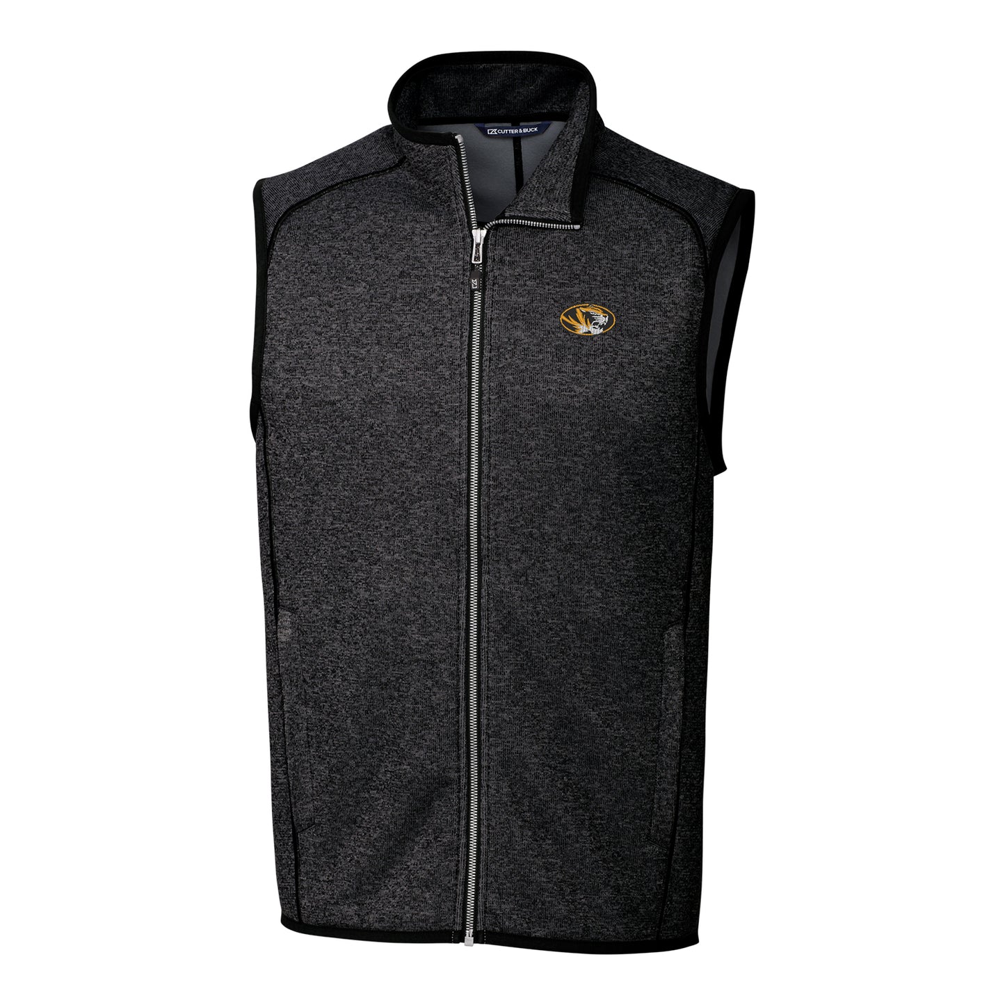 Men's Cutter & Buck Charcoal Missouri Tigers Mainsail Full-Zip Vest
