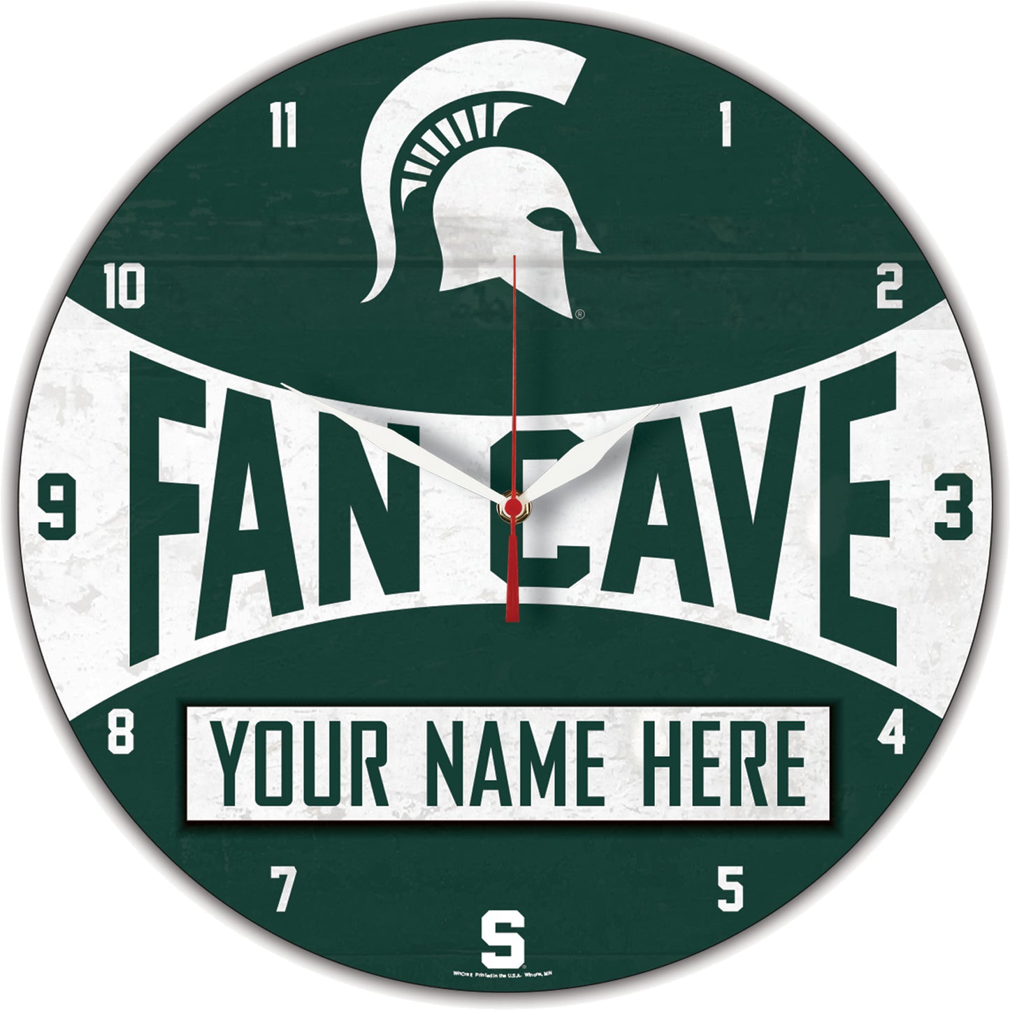 WinCraft Michigan State Spartans Personalized 14'' Round Wall Clock