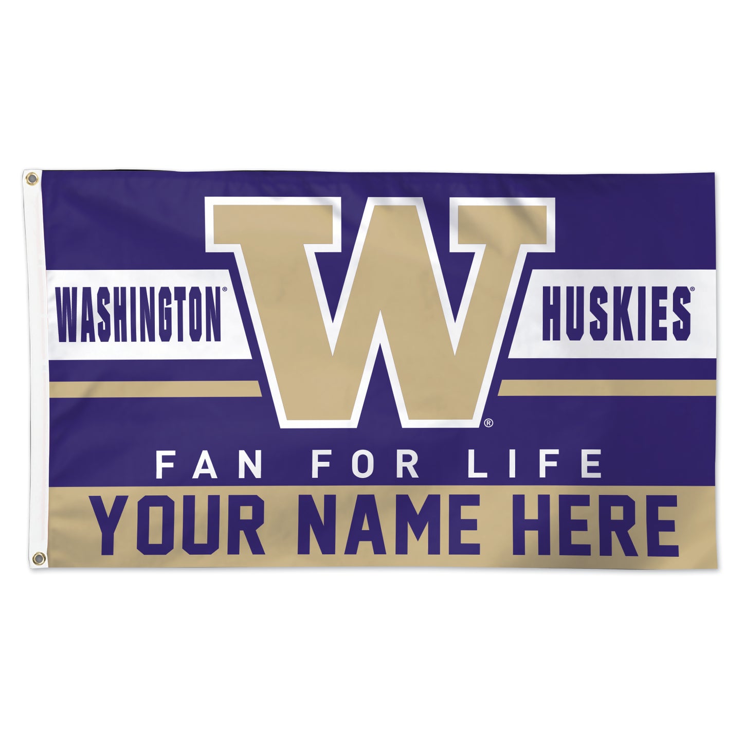 WinCraft Washington Huskies Personalized 3' x 5' One-Sided Deluxe Flag