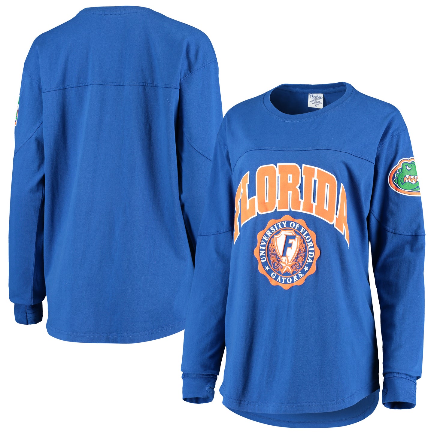 Women's Pressbox Royal Florida Gators Gator Head Edith Long Sleeve T-Shirt