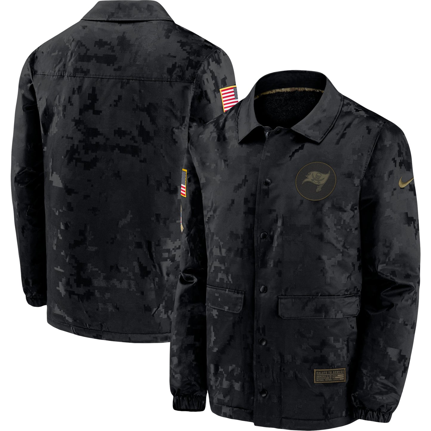 Men's Nike Black Tampa Bay Buccaneers 2020 Salute to Service Sideline Satin Full-Snap Jacket